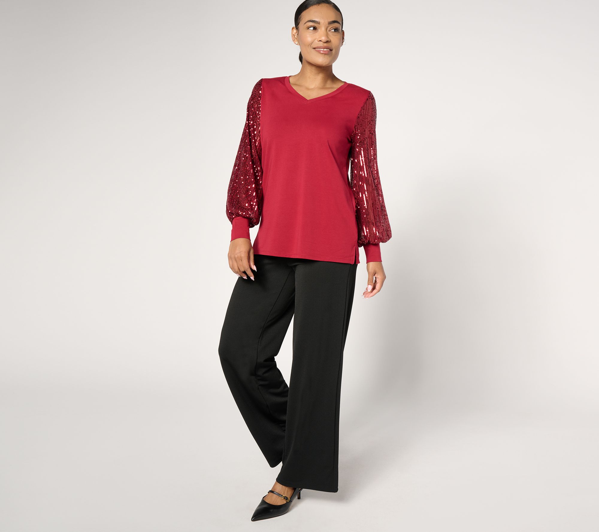 Jingle Belles by Kim Gravel TripleLuxe Knit Sequin Top Sequin Top