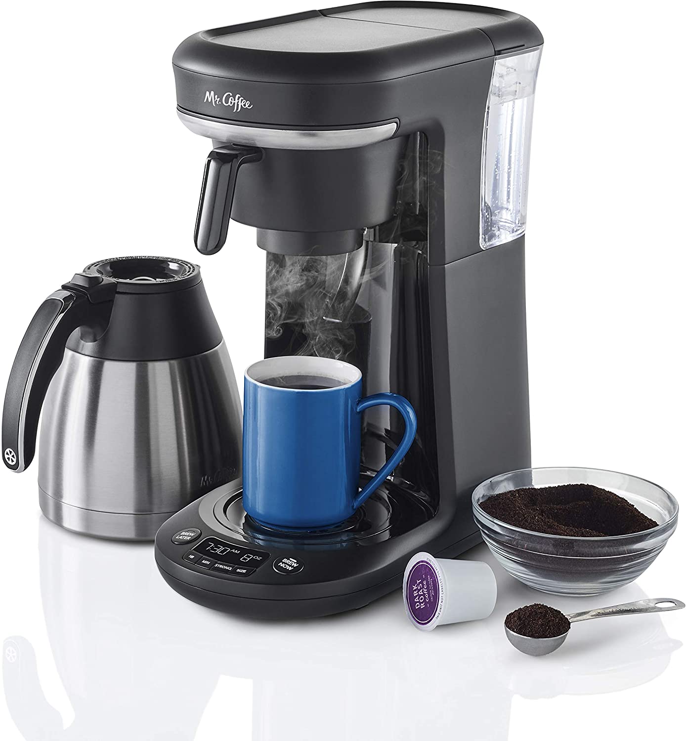 Mr. Coffee® Pod + 10-Cup Space-Saving Combo Brewer, Black