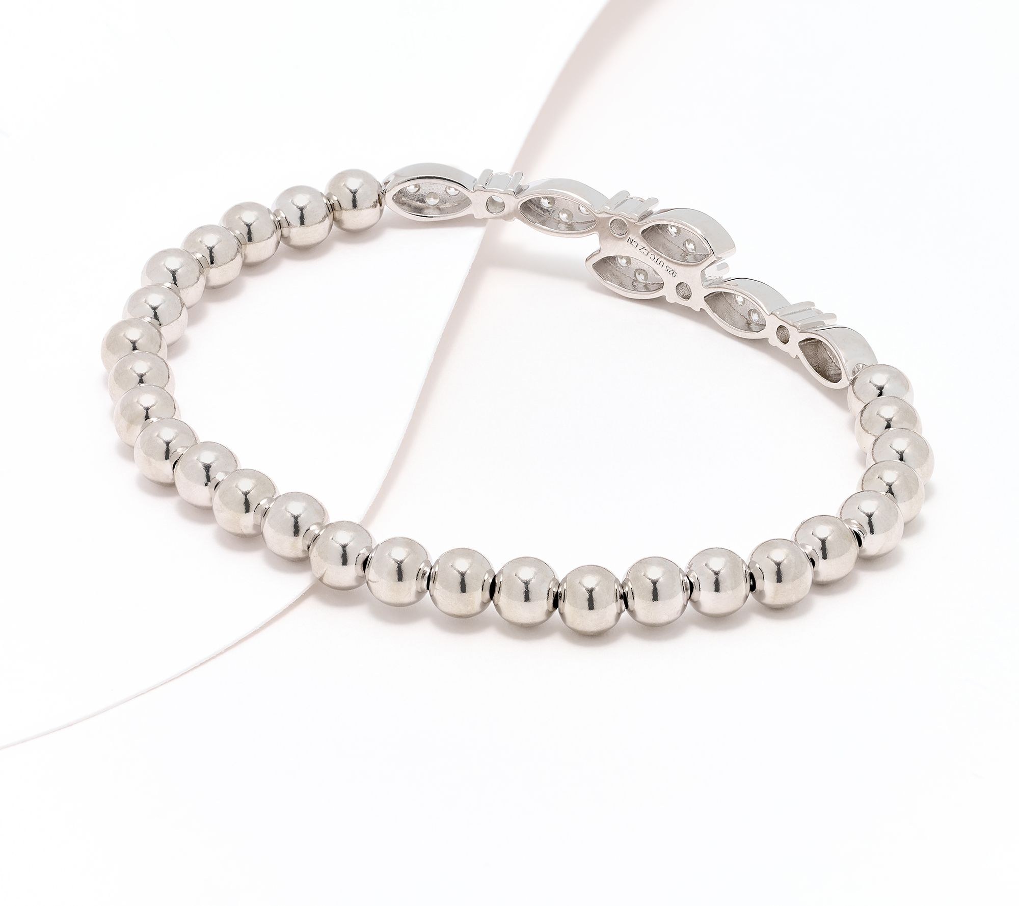 Diamonique x Kathy Levine Marquise Kiss Stretch Bracelet, Sterl