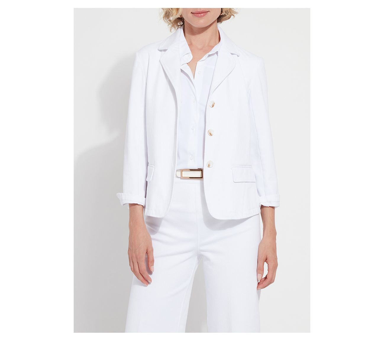 Lysse New York Della Denim Cropped Bracelet Sleeve Blazer