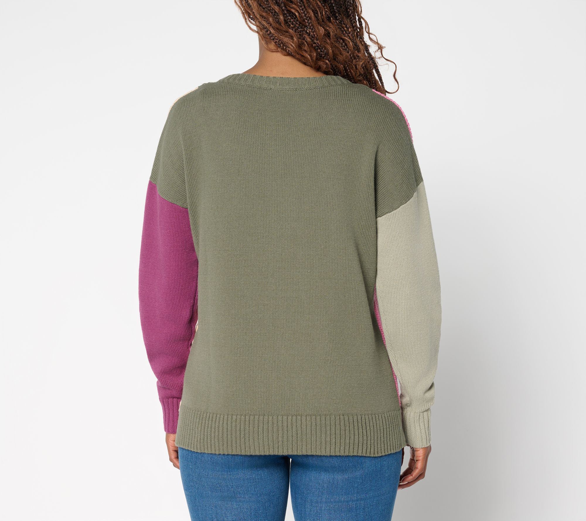 Belle by Kim Gravel Tri Textured Color Block Sweater