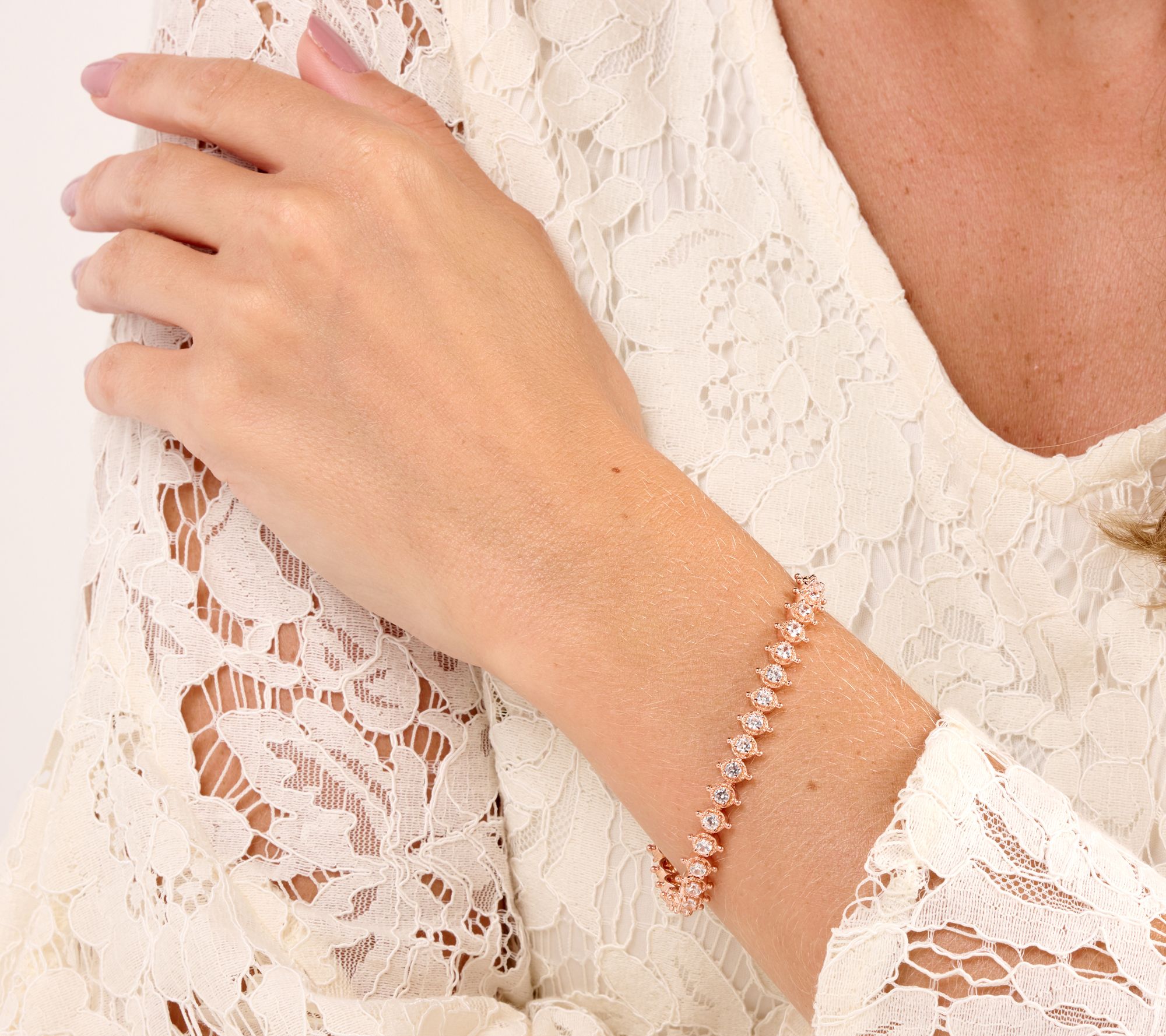 Dallas Prince White Zircon Signature Tennis Bracelet Sterling Silver