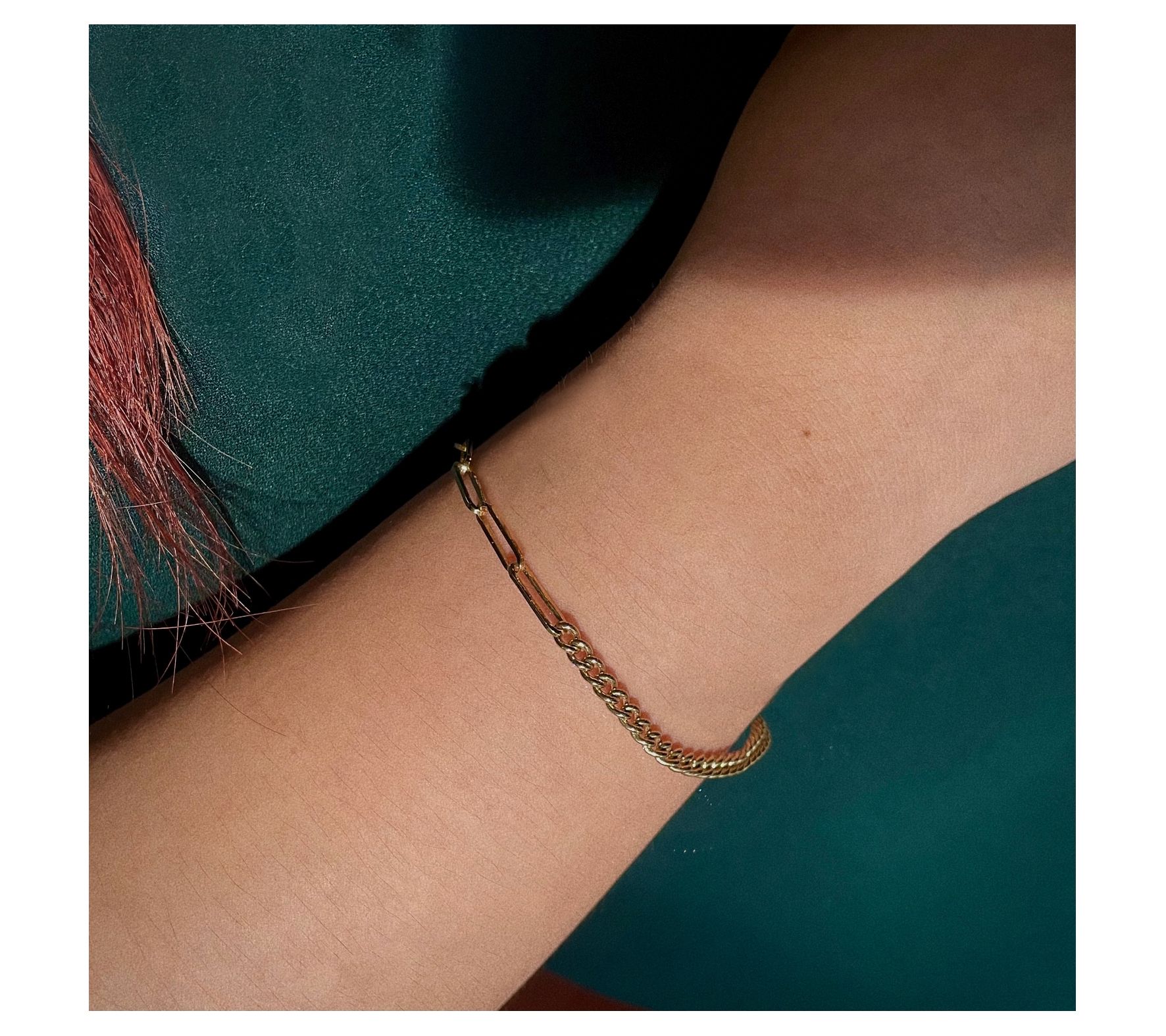 14K Gold Plated Paperclip & Curb Chain Bracelet