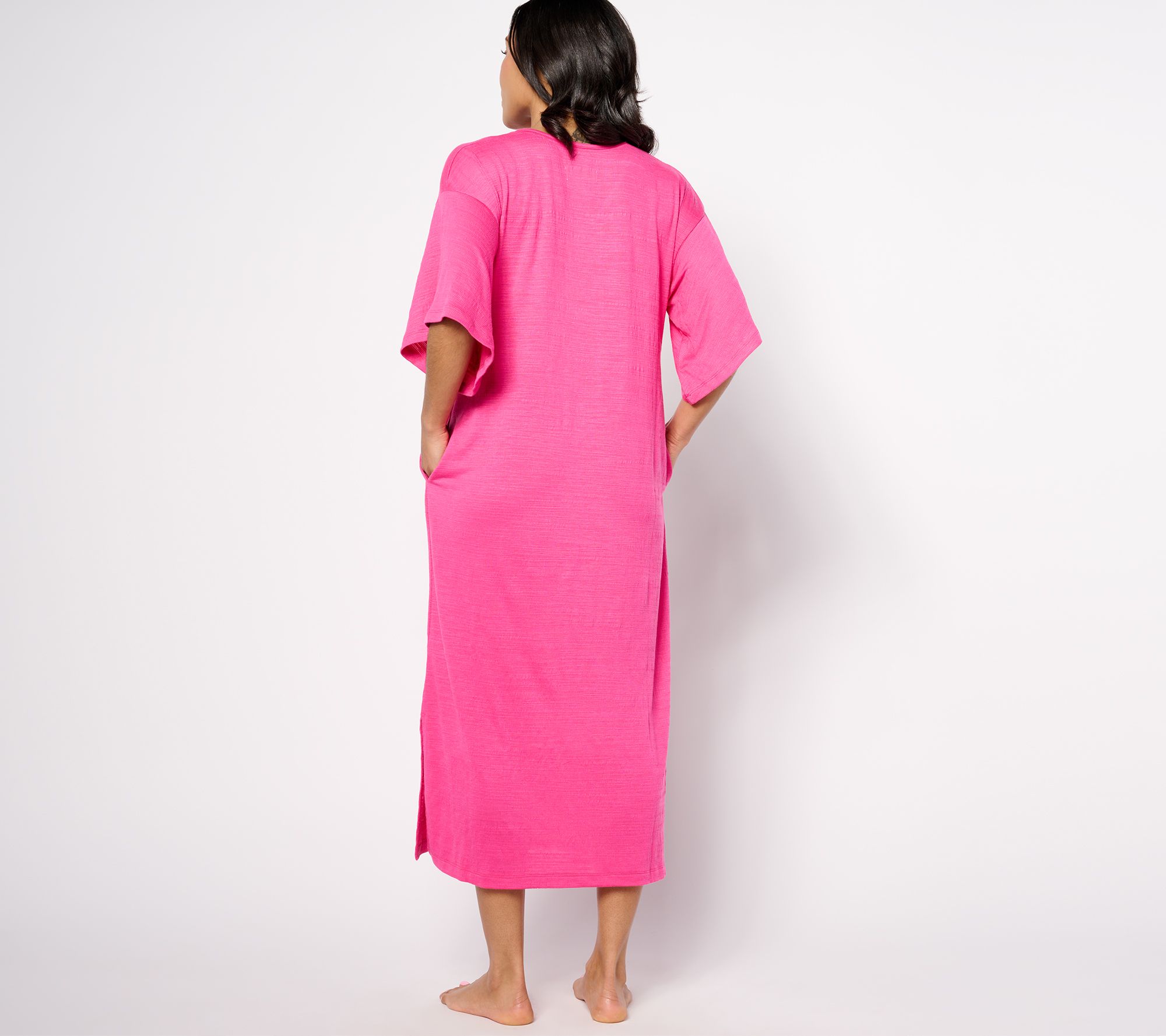 Stan Herman Crepe Knit V-Neck Drape Caftan