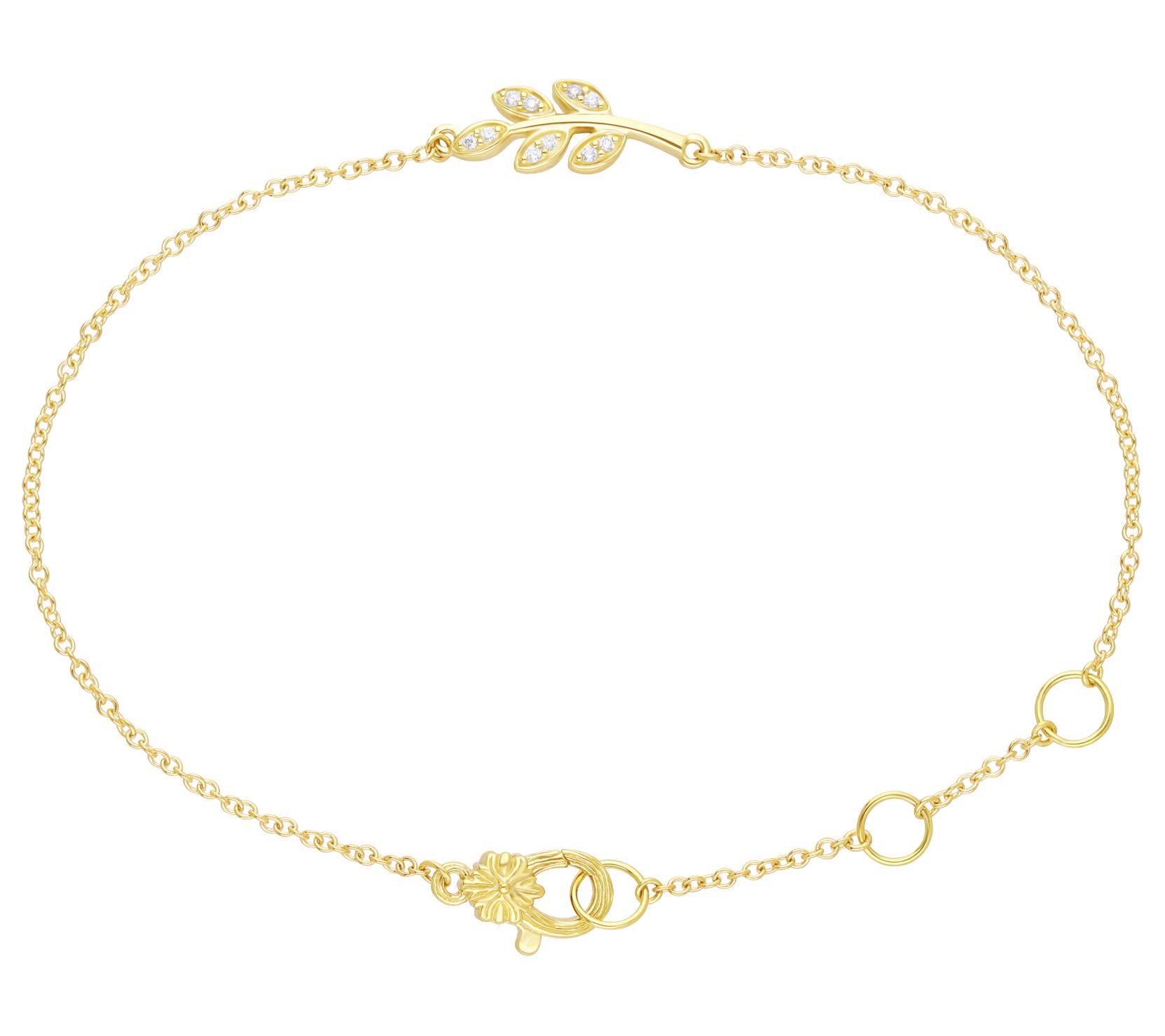 Ariva 14K Gold Diamond Accent Laurel Bracelet