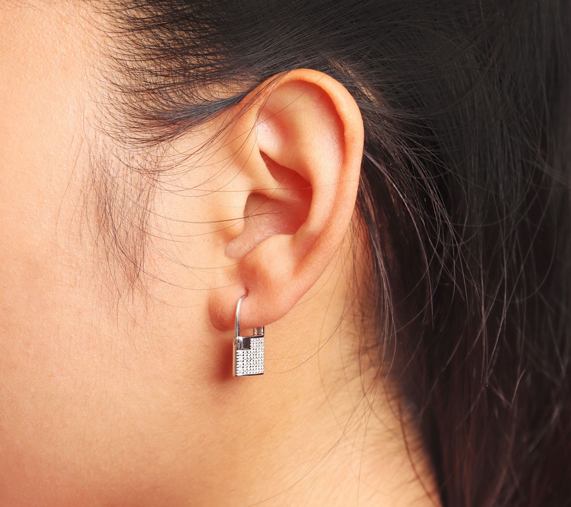 David Markstein Sterling Pave Lock Earrings