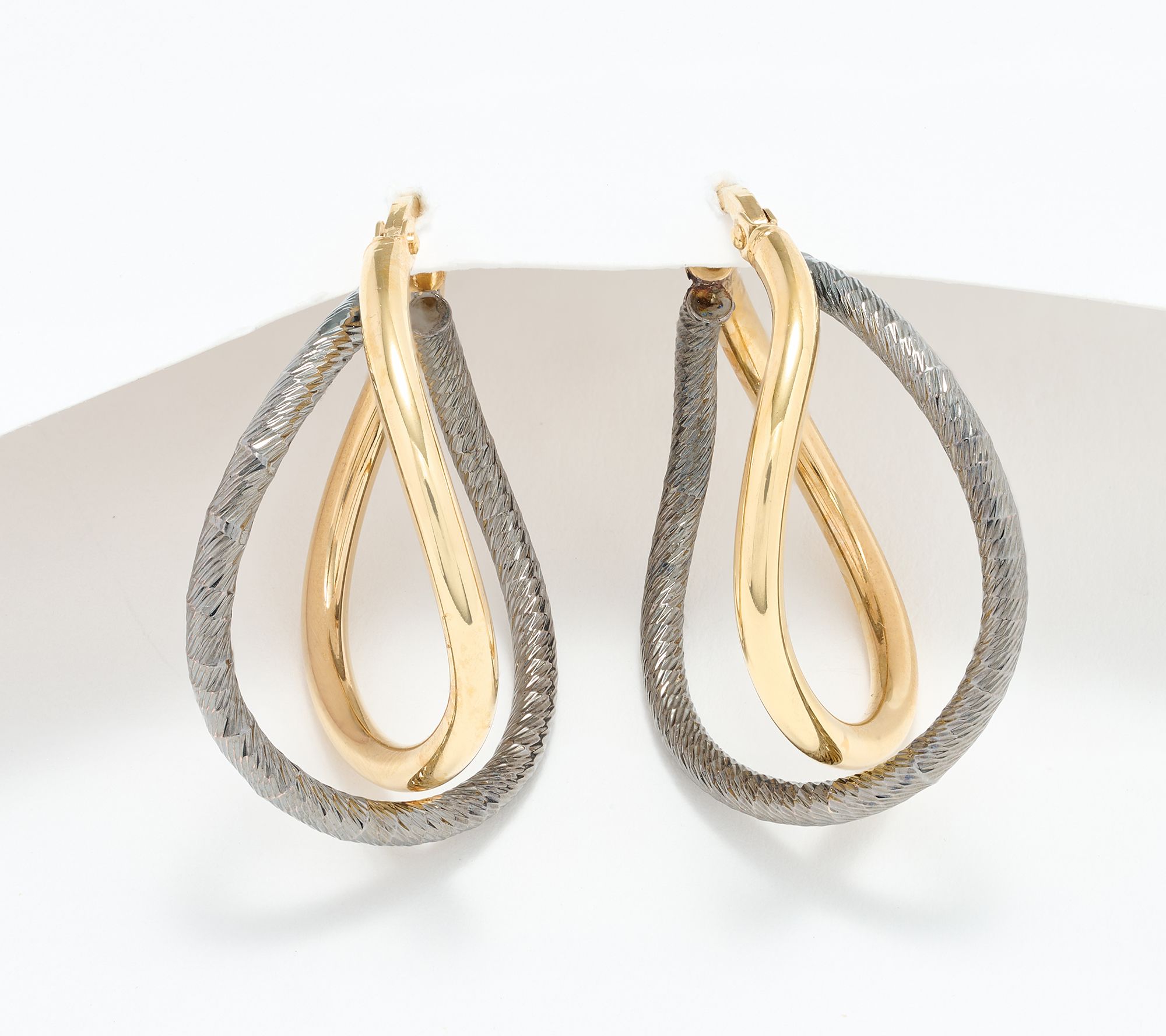 David Markstein Bronze Deluxe Double Curved Hoop Earrings