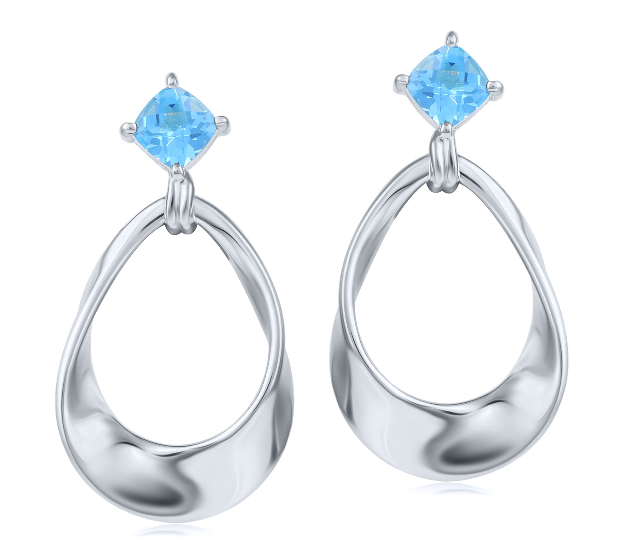 Christian James Sterling Silver Pear Gemstone Dangle Earrings