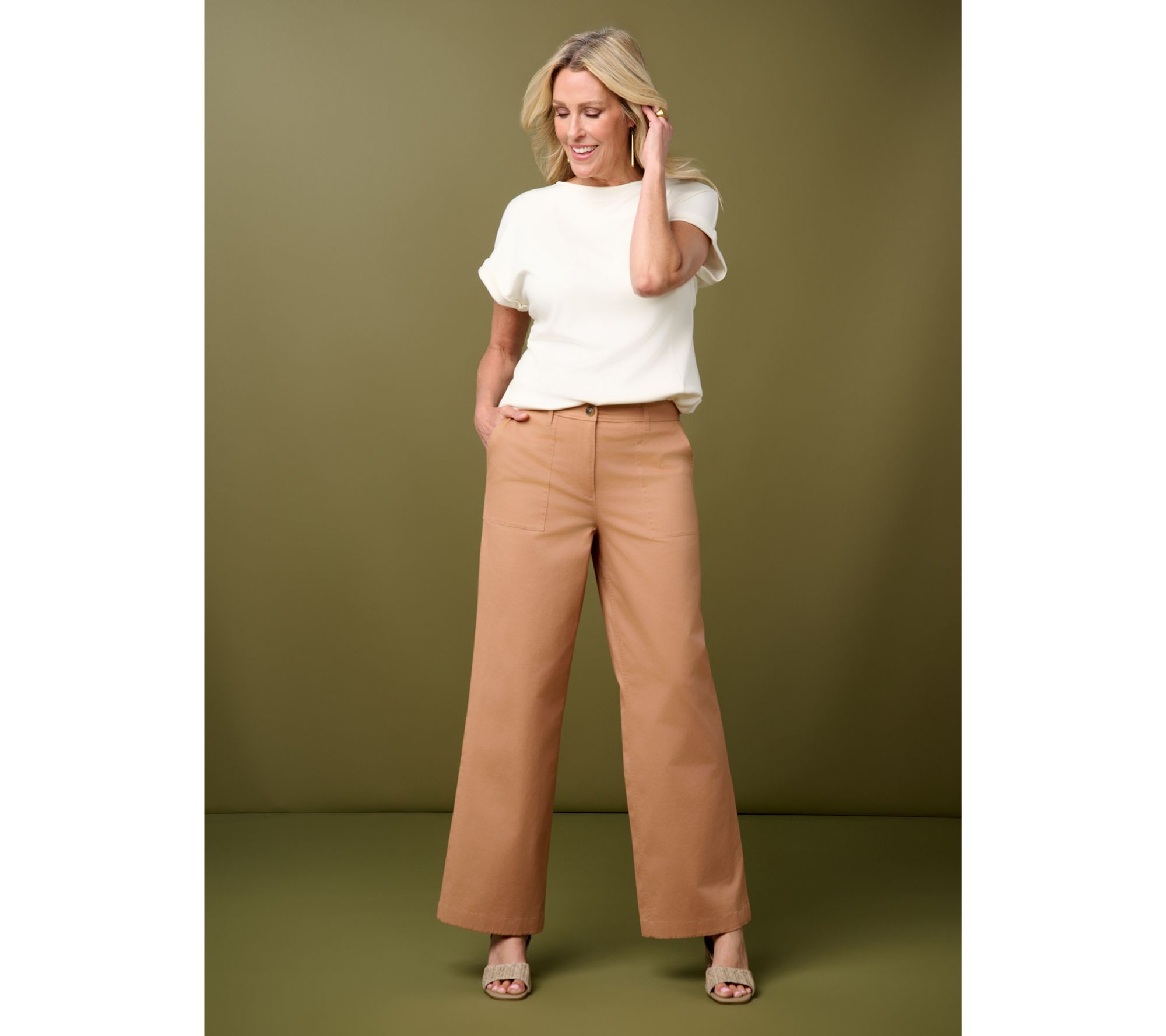 Martha Stewart Signature Short Sleeve Tunic with Side Seam Slit