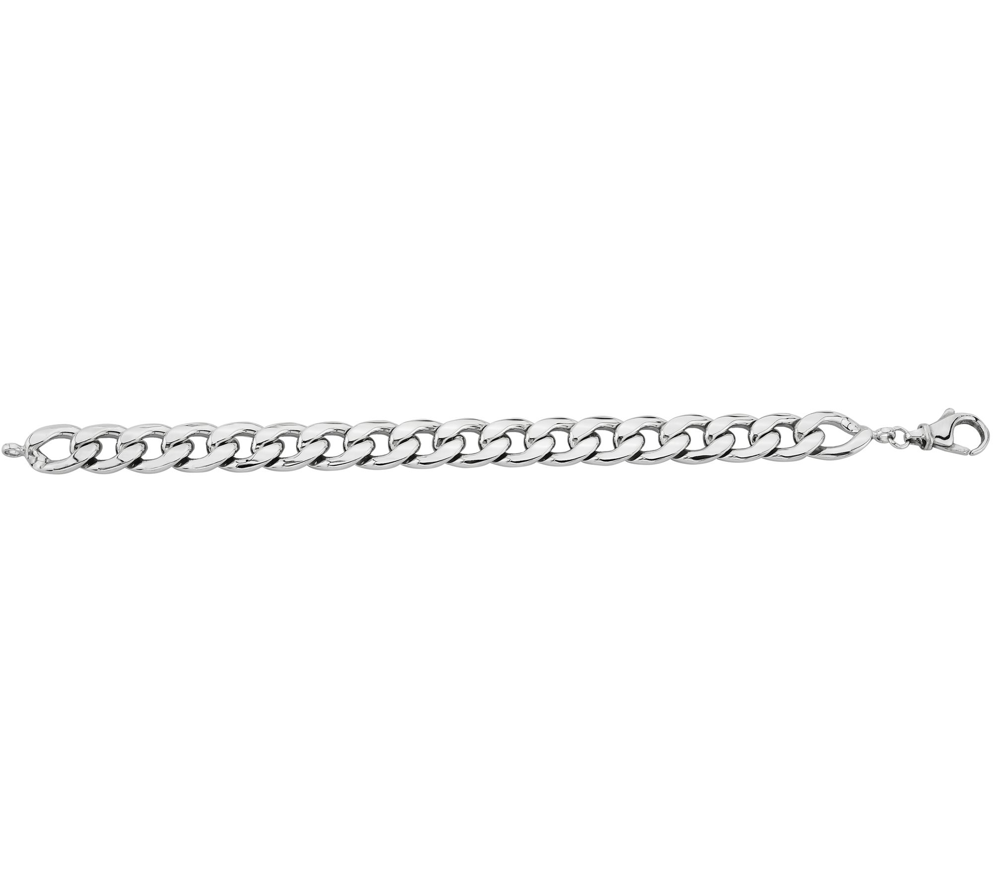 Silver Style Men's 12mm Curb Link Chain Bracelet, Sterling
