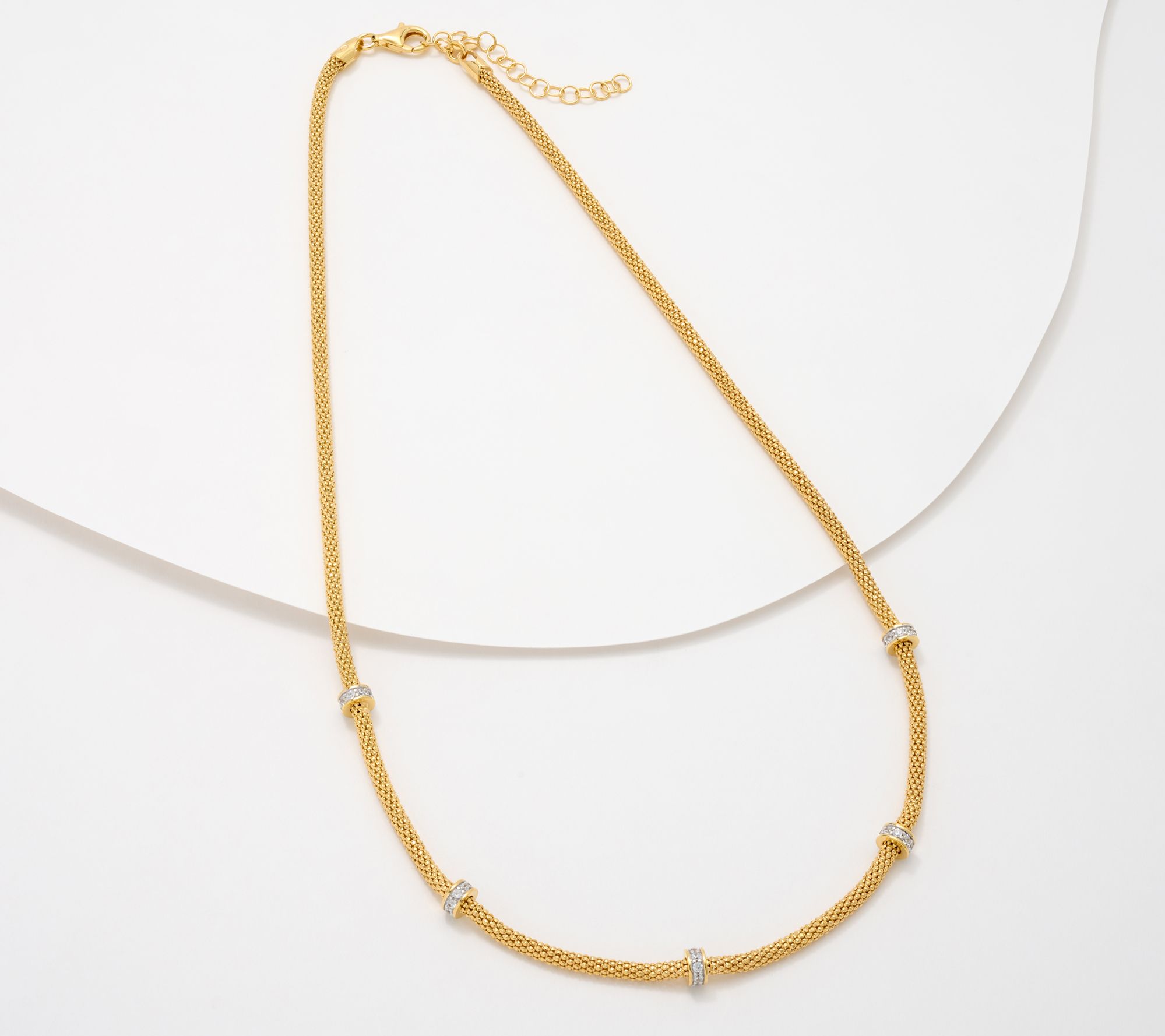 Diamonique Italia Popcorn Station Necklace, Sterling Silver