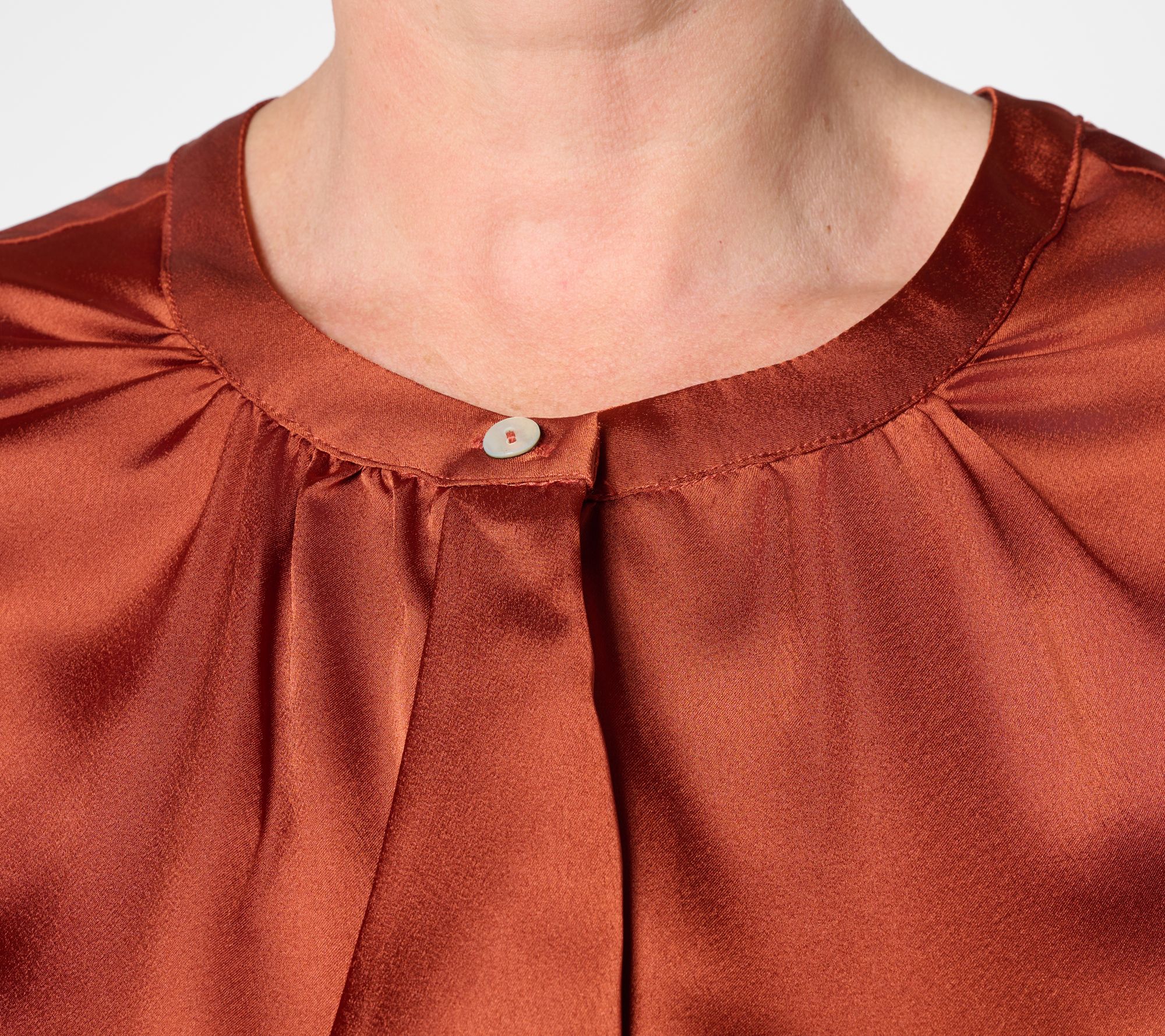 by Stacy London Satin Draped Front Blouse
