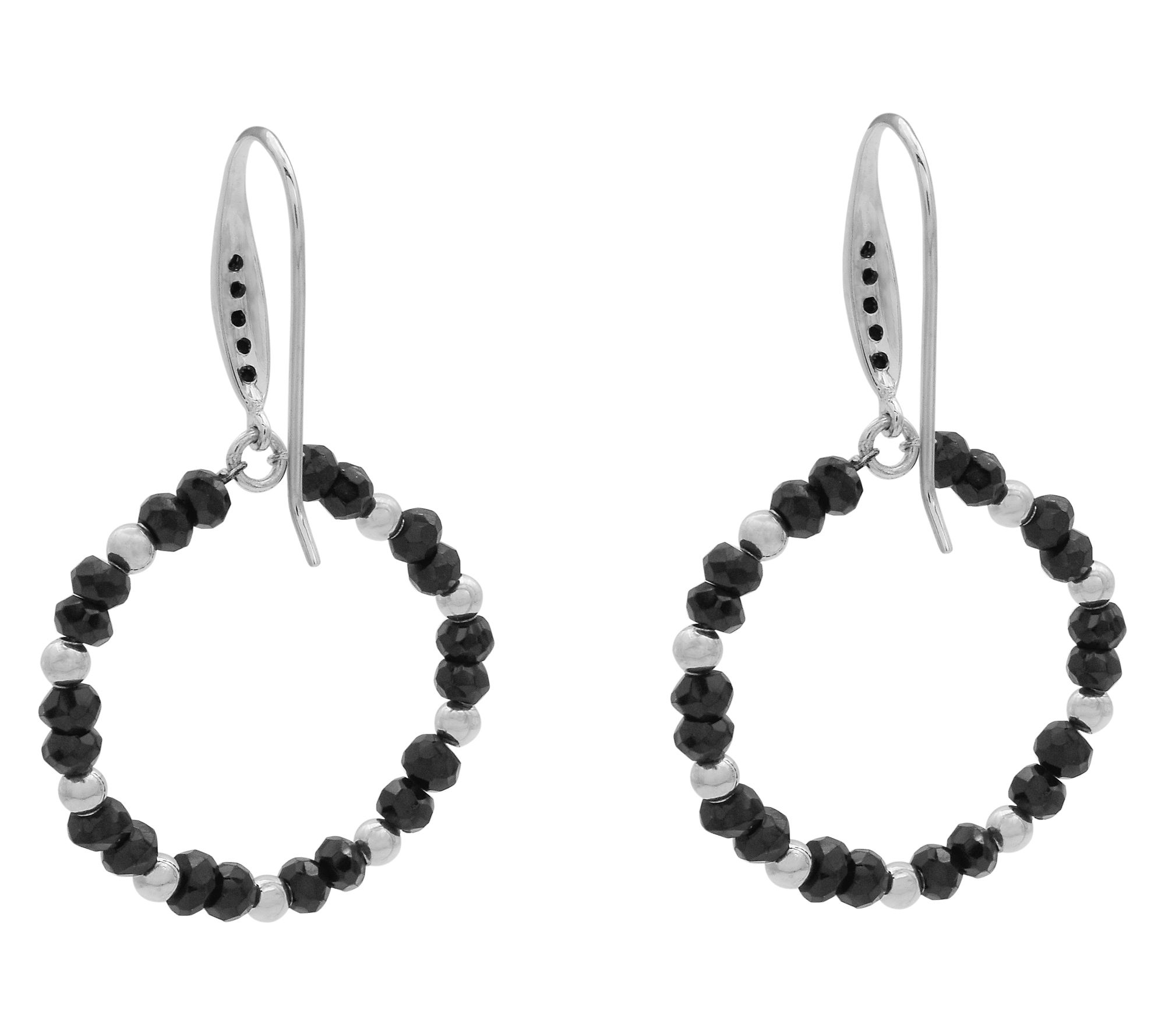 Affinity Gems Black Spinel Circle Earrings, Sterling