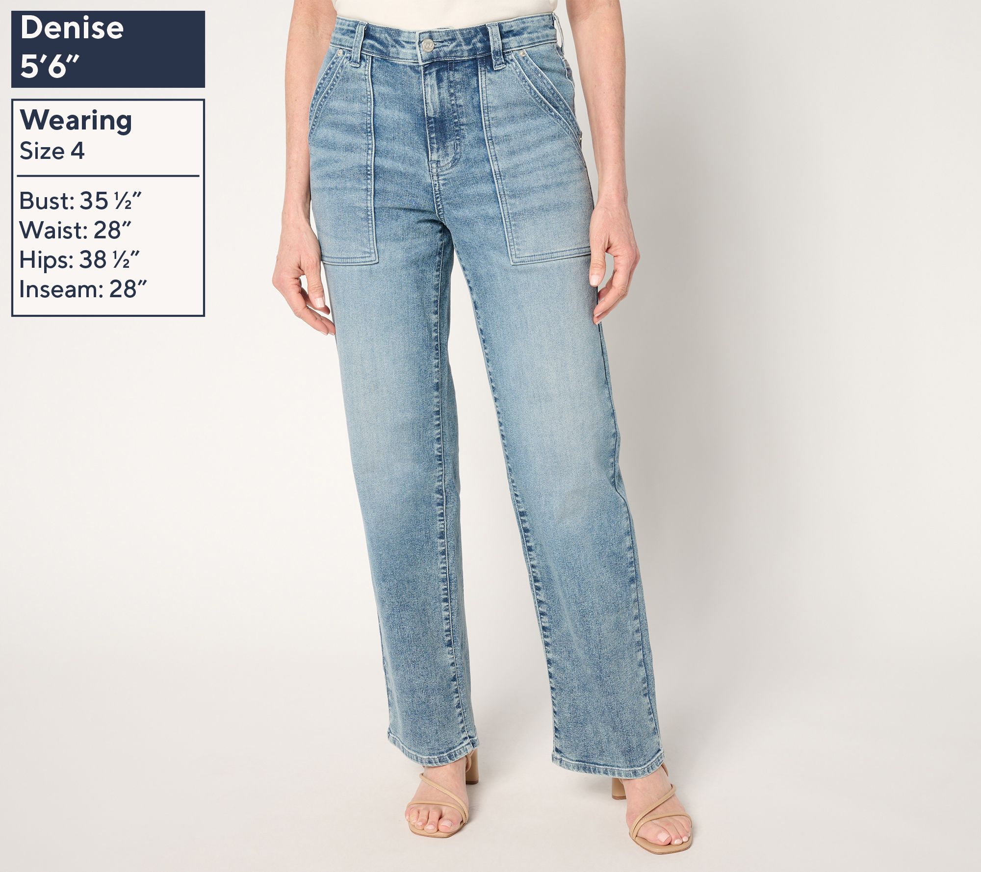 Me by Jennie Garth Petite Indigo Utility Straight Leg Jeans