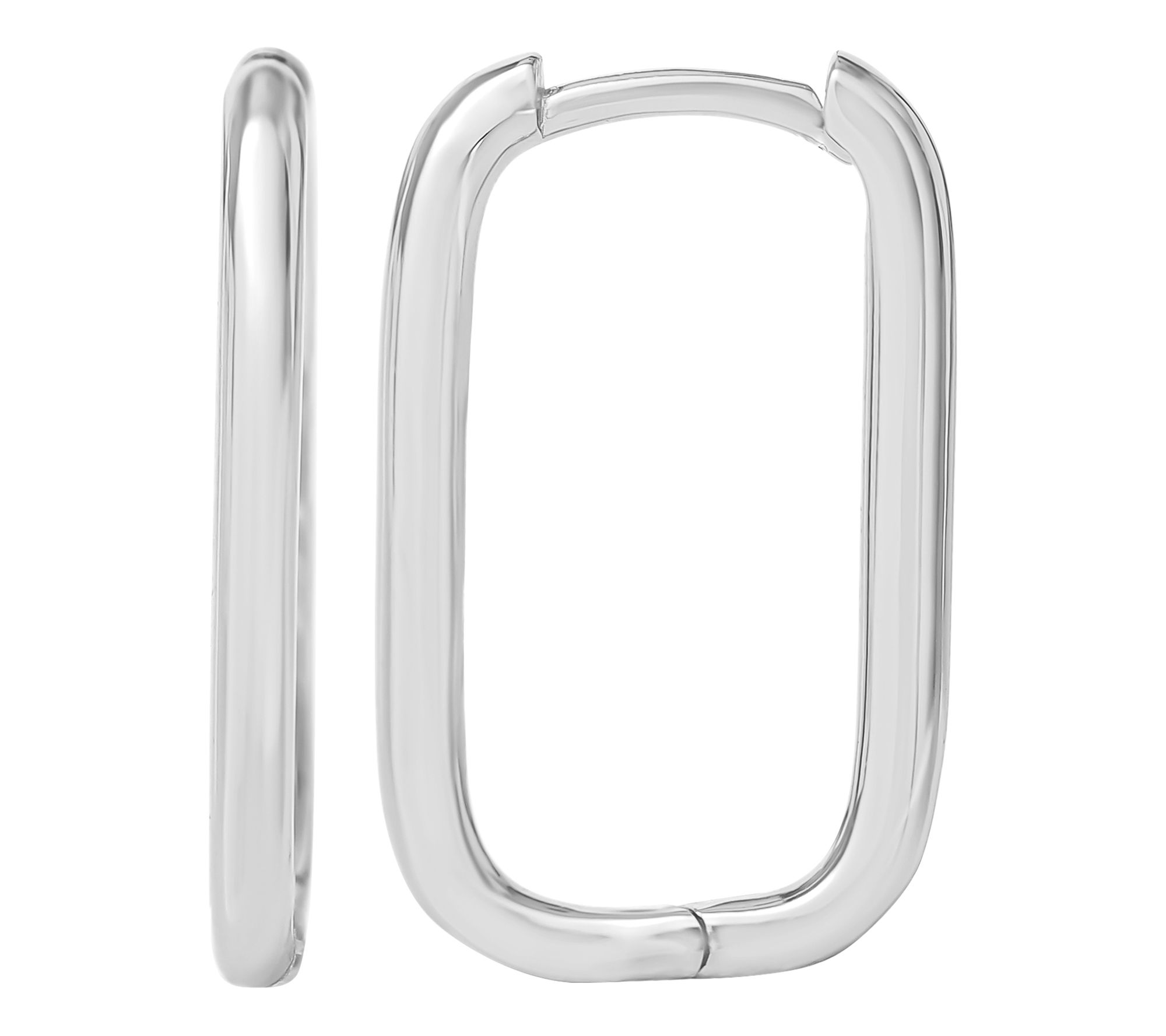 Silver Style Polished U Shape Hoop Earrings, Sterling