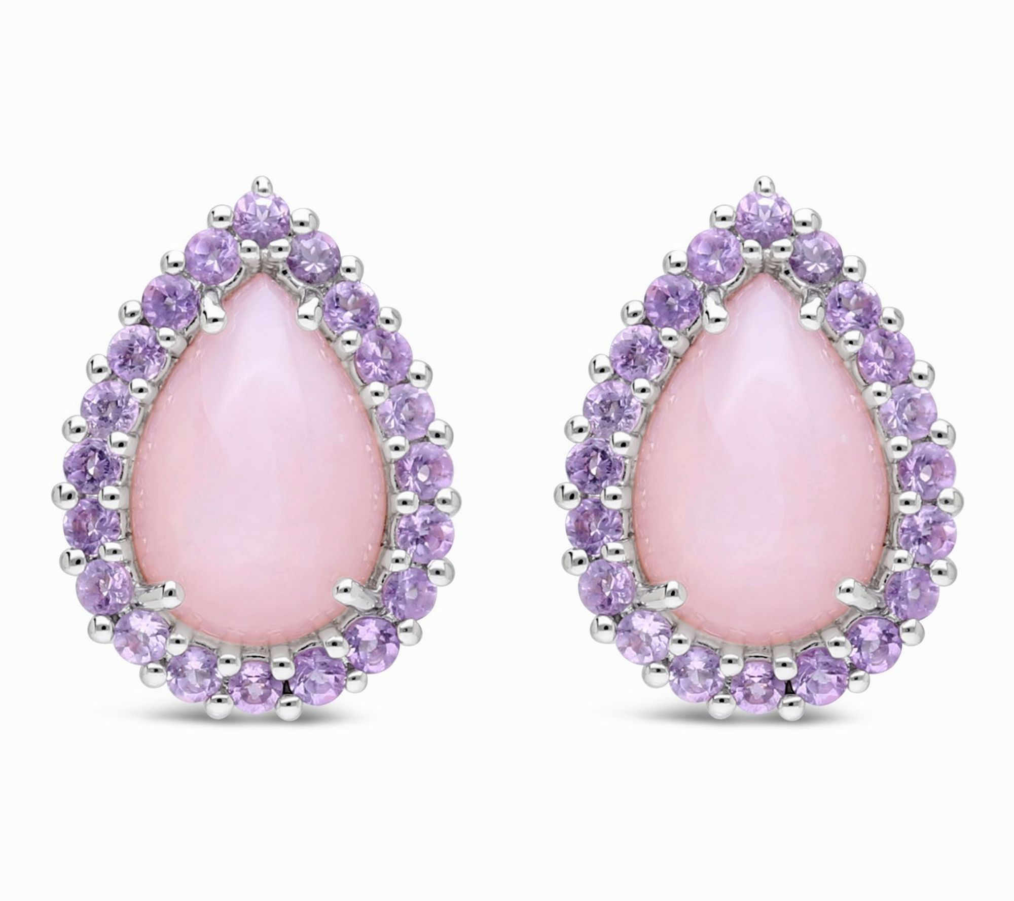 Ariva Sterling Pink Opal & Pink Amethyst Delphine Earrings