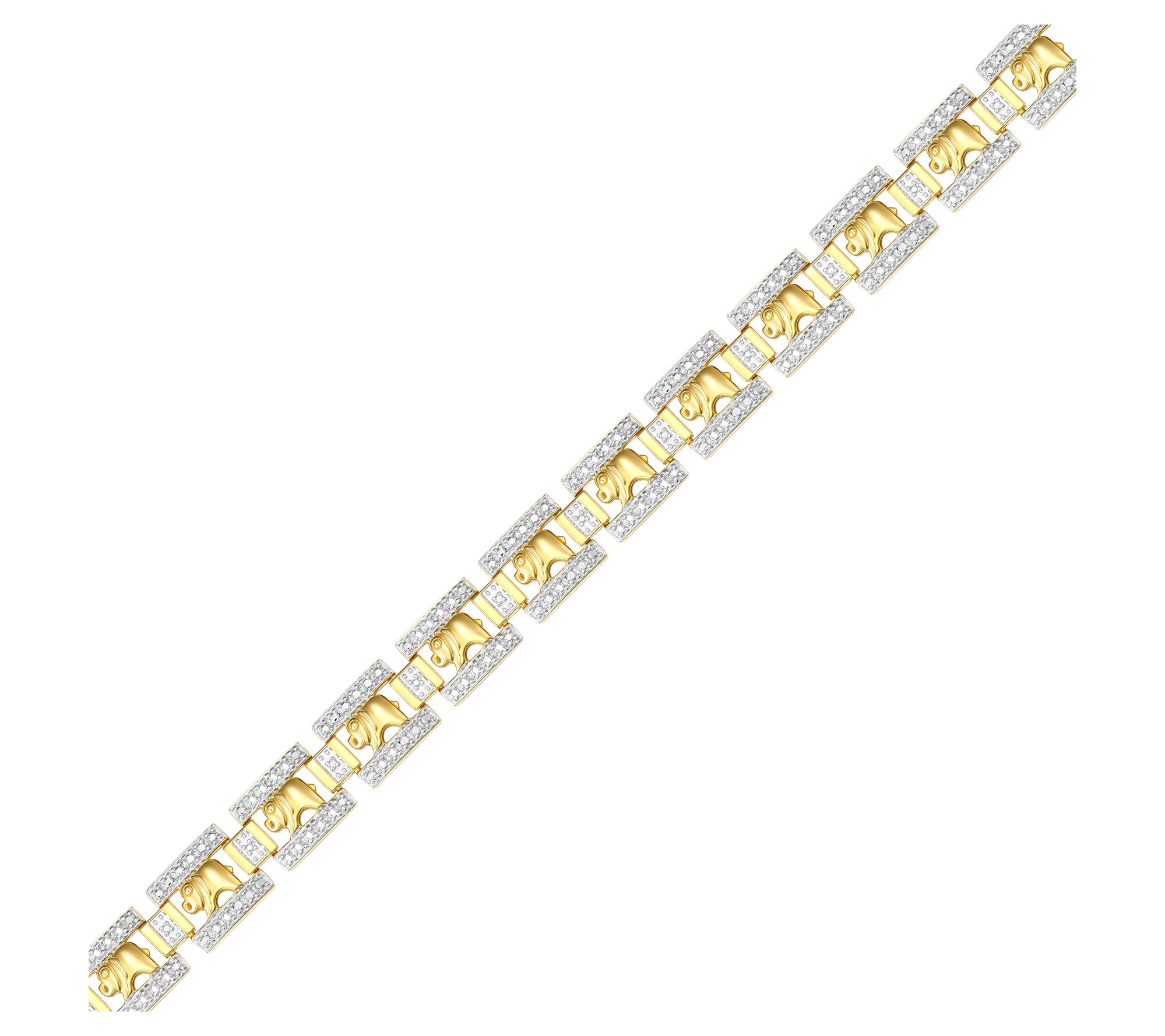 18K Gold Plated Diamond Accent Elephant Bracelet