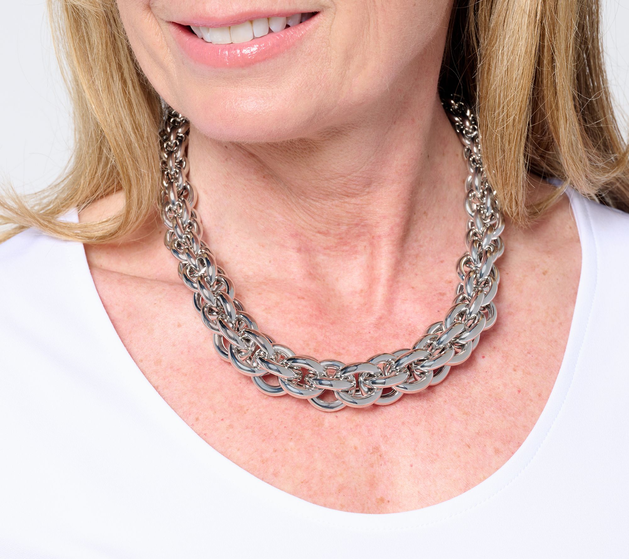 Susan Graver Bold Graduated Hoop Chain Necklace