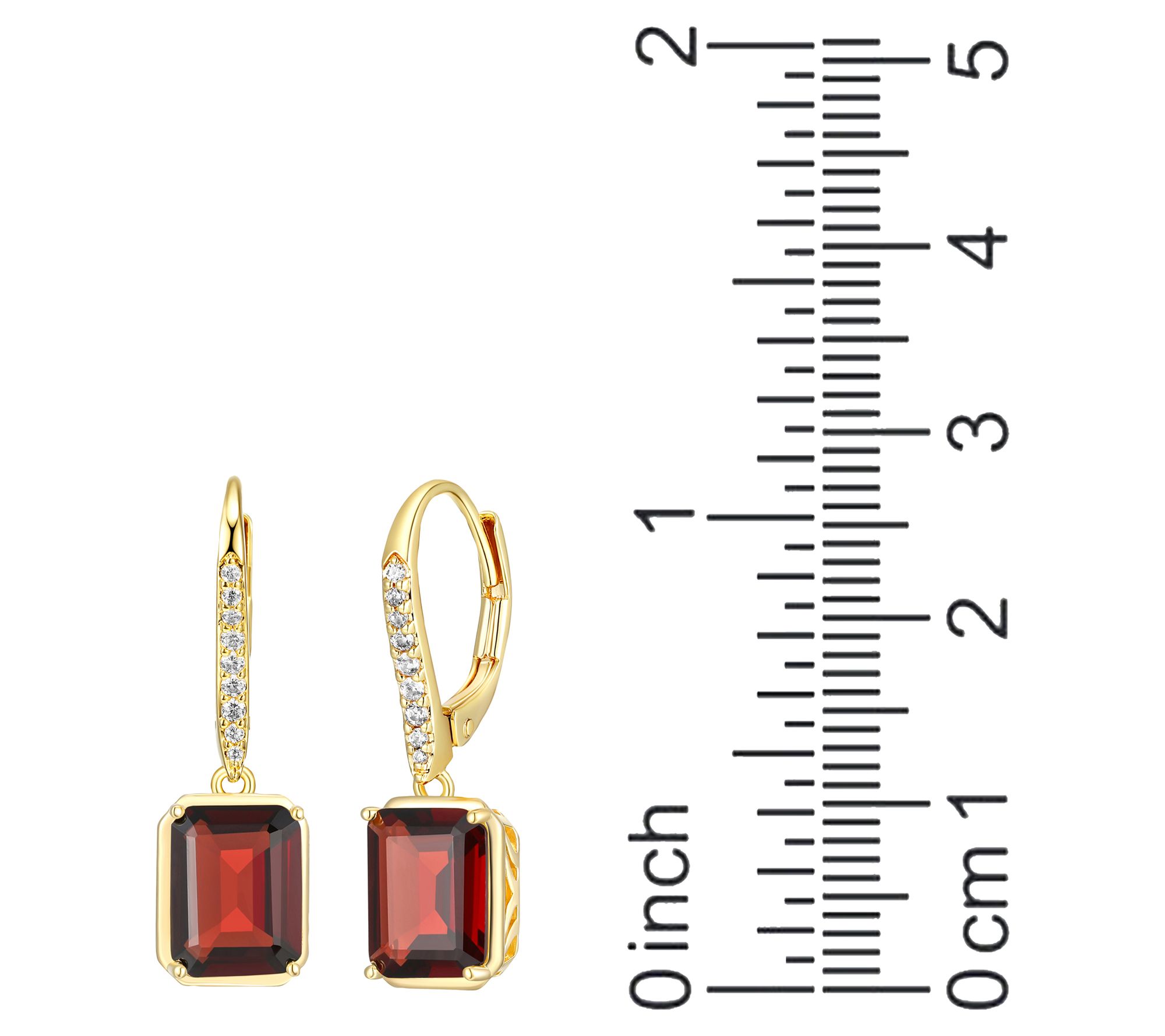 Affinity Gems Garnet & White Topaz Earrings, 18K Gold Plated