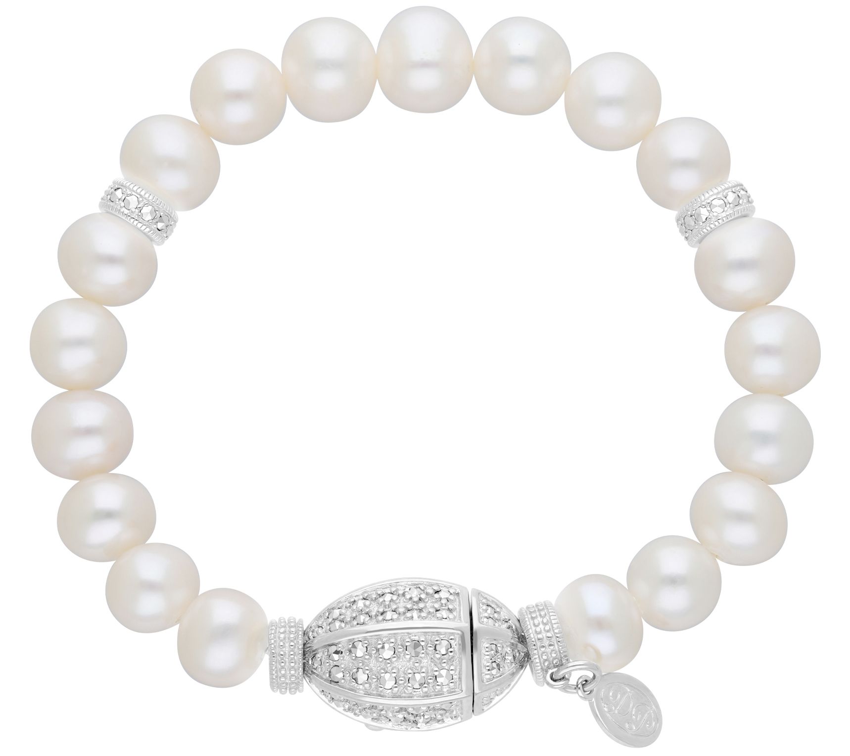 Dallas Prince Marcasite & Cultured Pearl Bracelet, Sterling