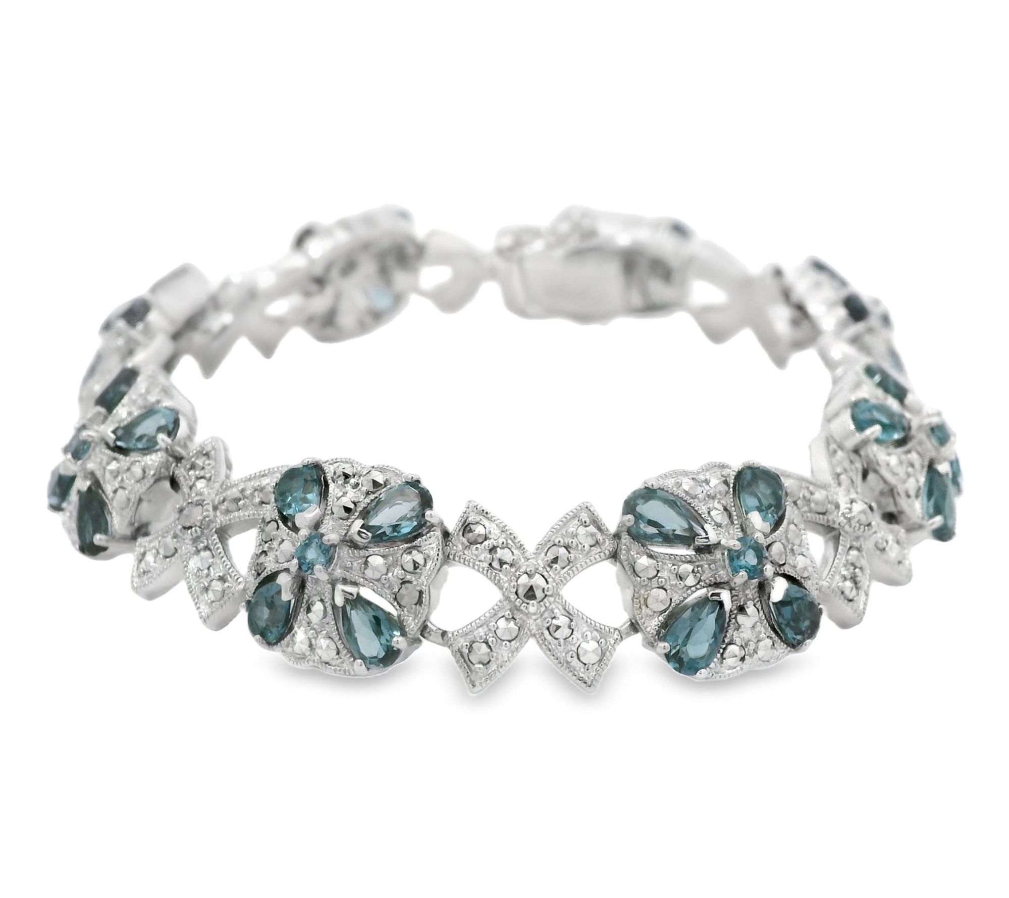 Dallas Prince Sterling Topaz & Chrome MarcasiteBracelet