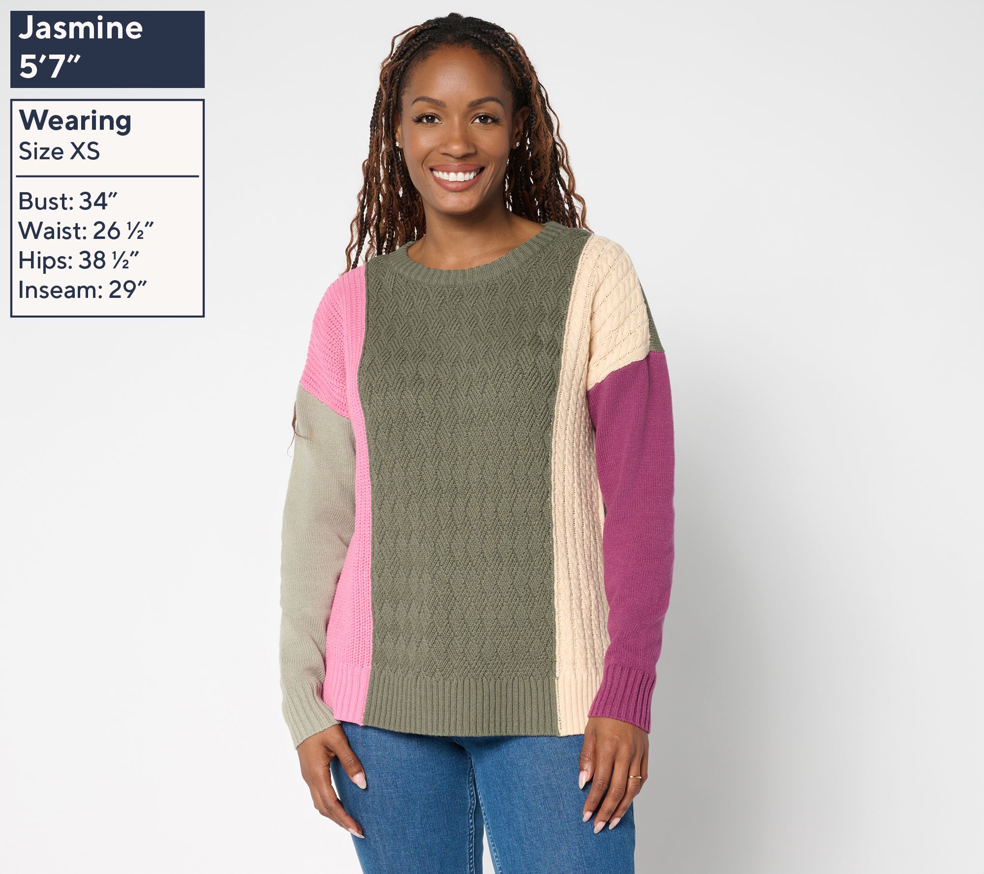 Belle by Kim Gravel Tri Textured Color Block Sweater