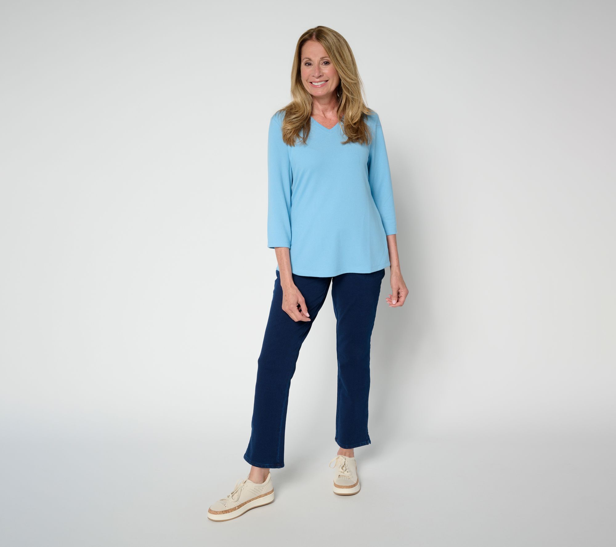 Quacker Factory DreamJeannes Short Flat Waist Straight Leg Ankle Pants