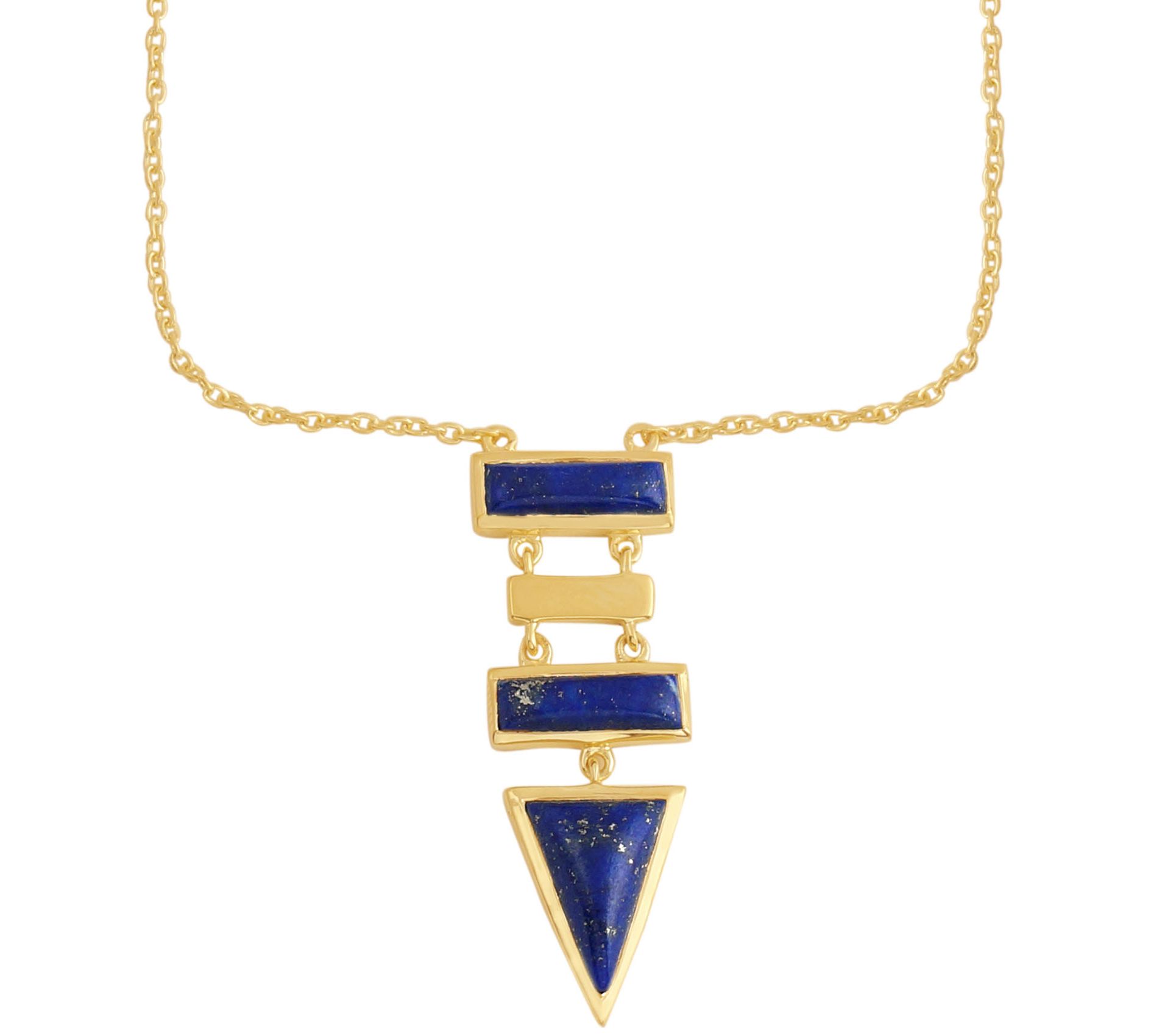 Geometric Lapis Necklace, Sterling