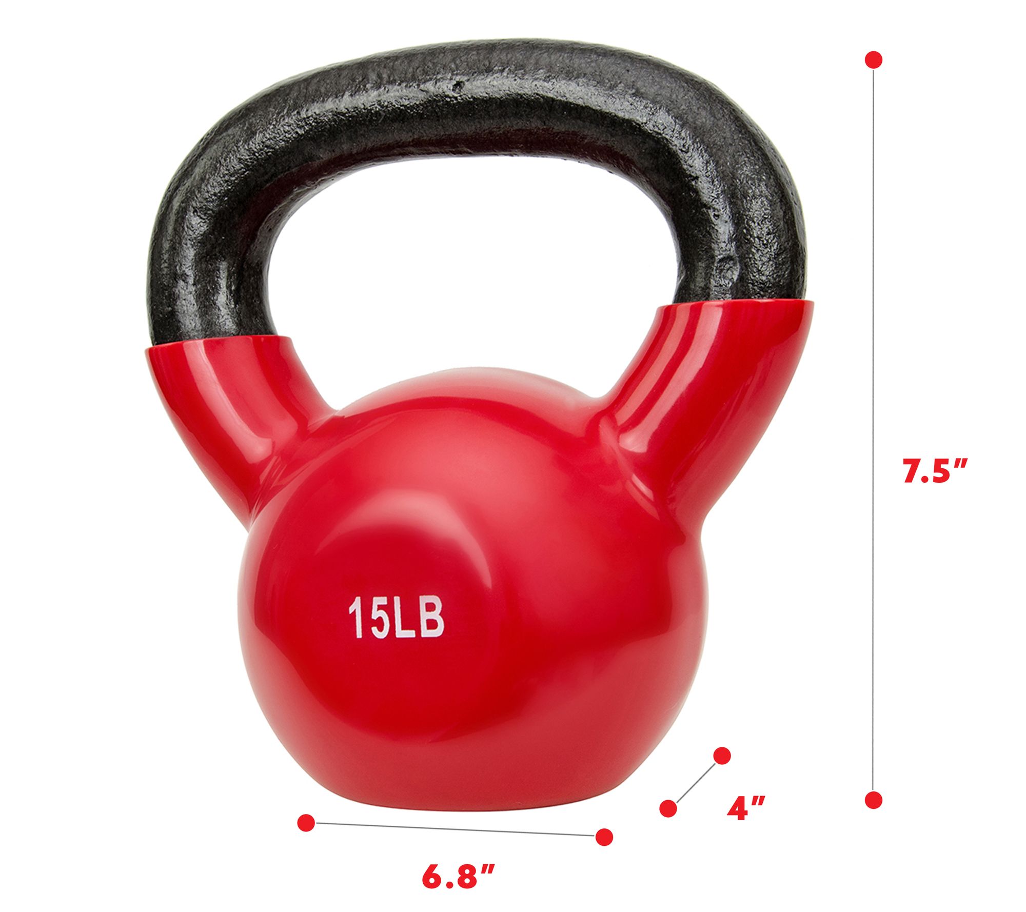 Sunny Health & Fitness Vinyl-Coated Kettle Bell, 15 lb