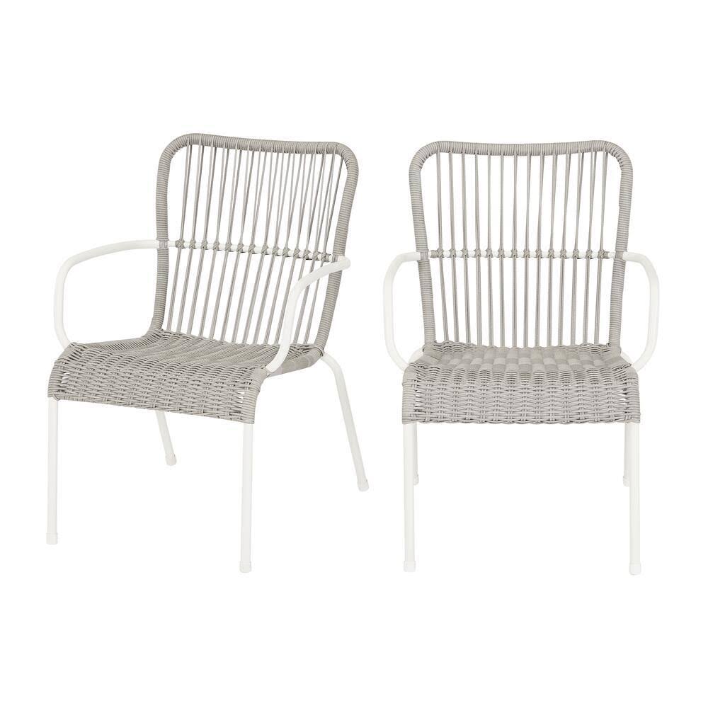 StyleWell Pine Vista Stacking Wicker Outdoor Dining Chair in Gray (2-Pack)