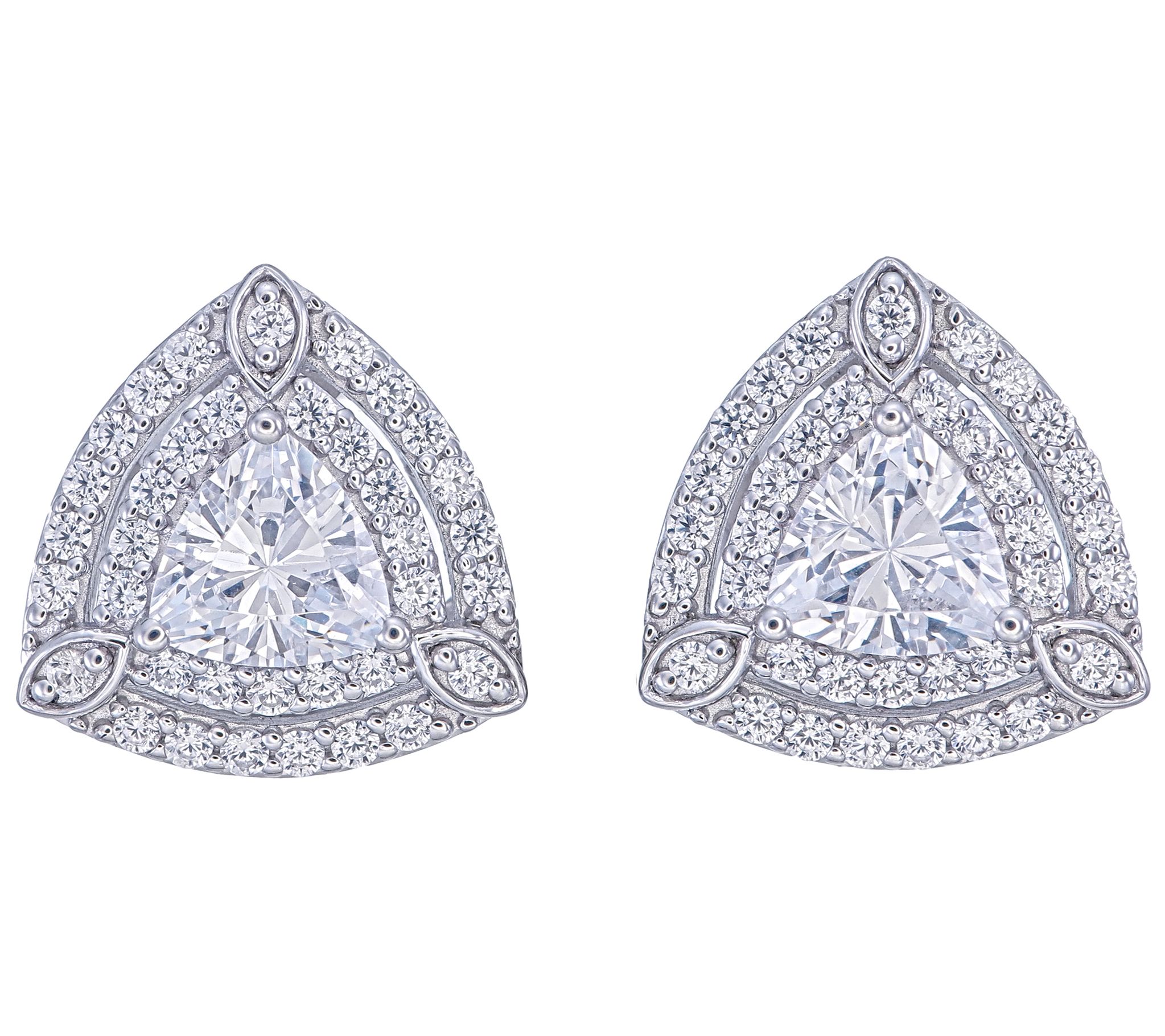 Diamonique x Jennifer Miller Trillion Stud Earrings, Sterling