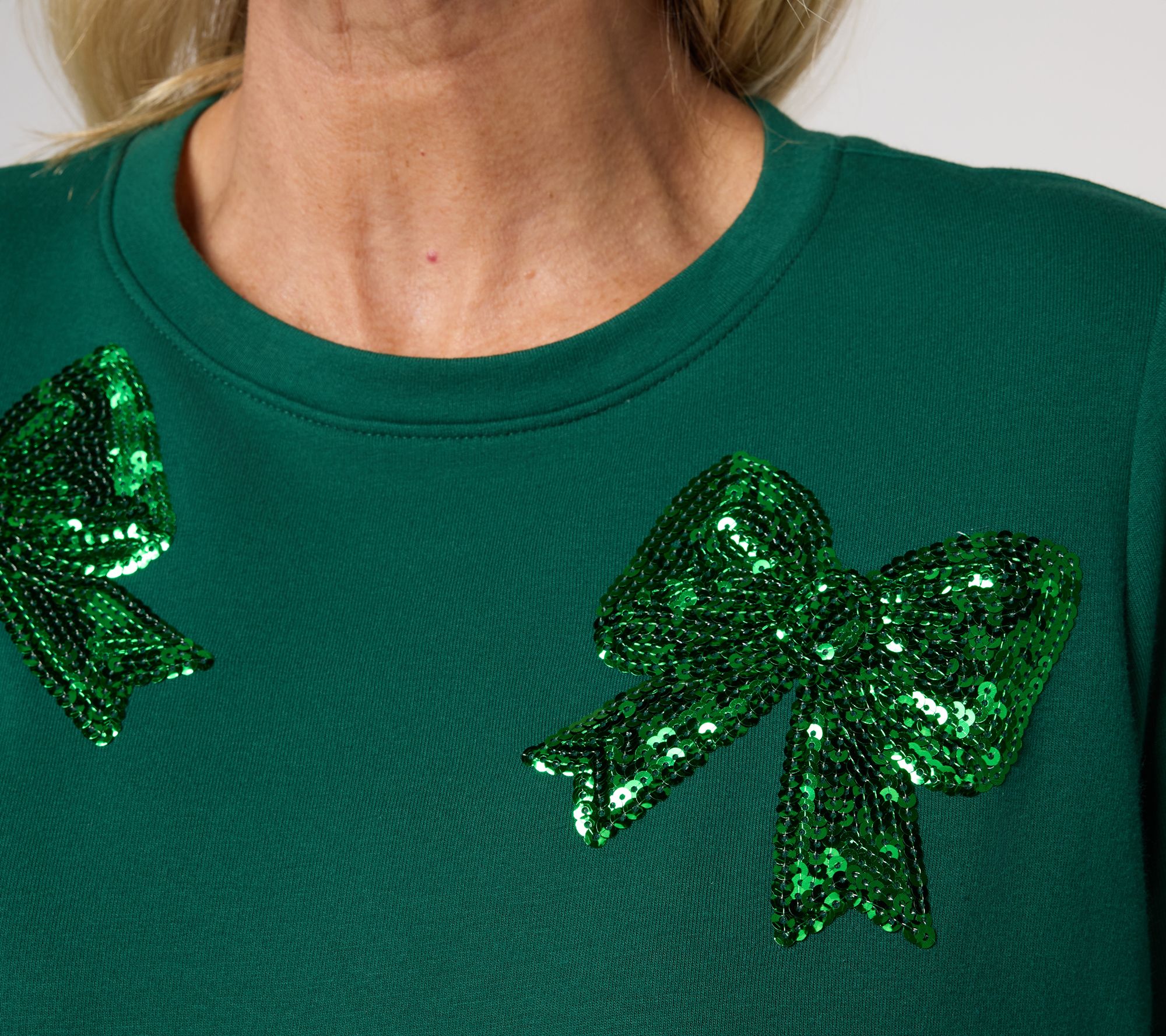 Jingle Belles by Kim Gravel Sequin Bow Knit Top