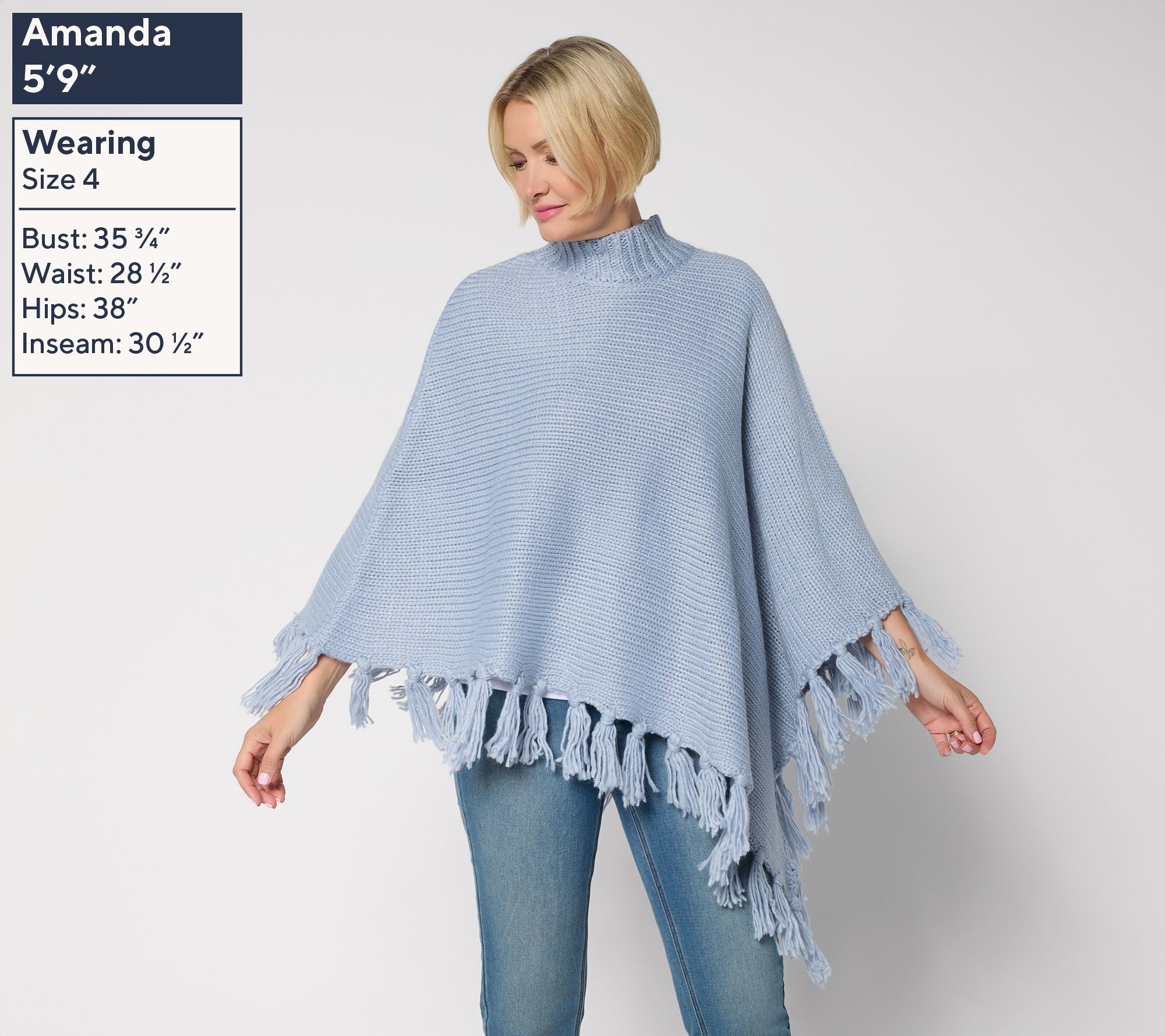 Martha Stewart Signature Asymmetrical Sweater Cape with Fringe