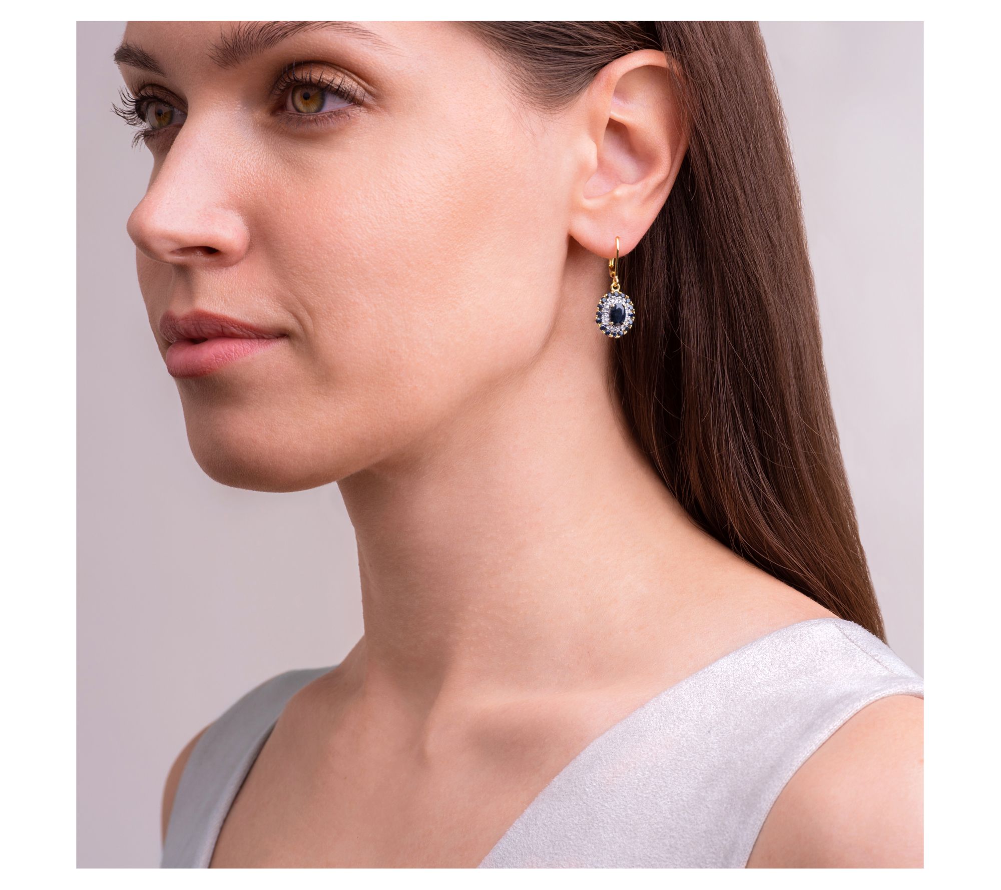 Affinity Gems Black Sapphire & Diamond Earrings, 18K Plated