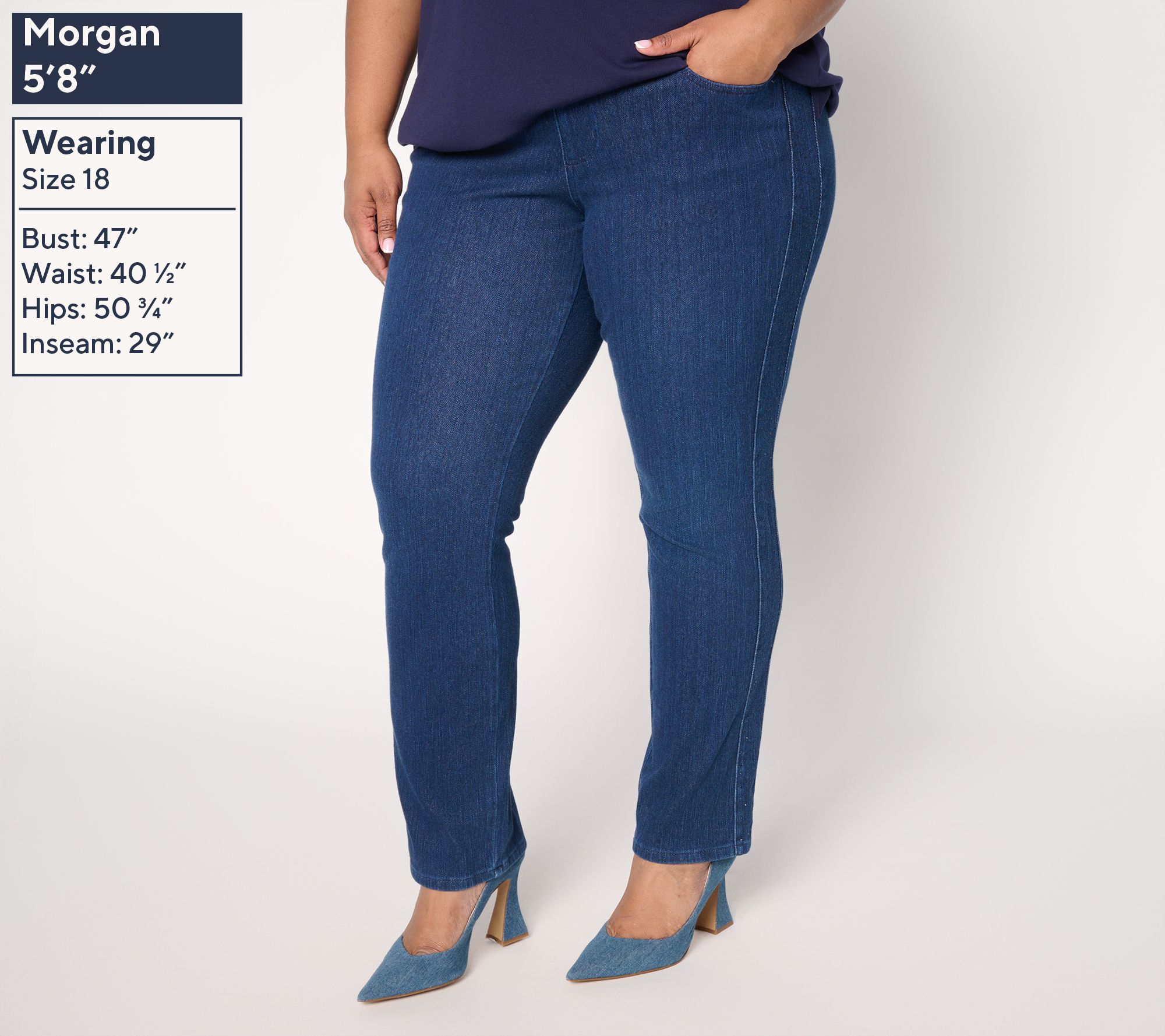 Belle by Kim Gravel Regular Flexibelle Side Sparkle Straight Jean