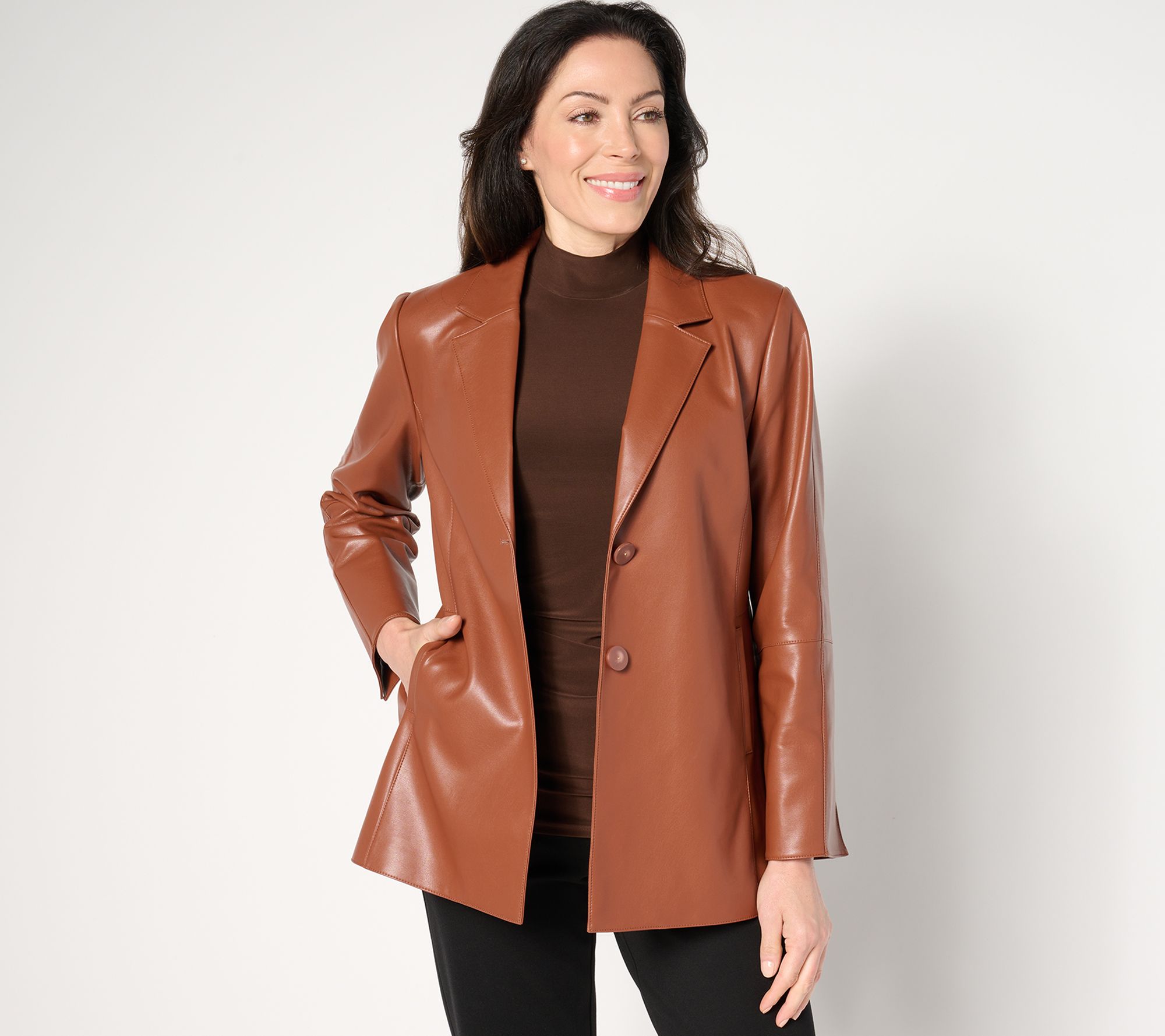 Dennis Basso Regular Luxe Faux Leather Jacket