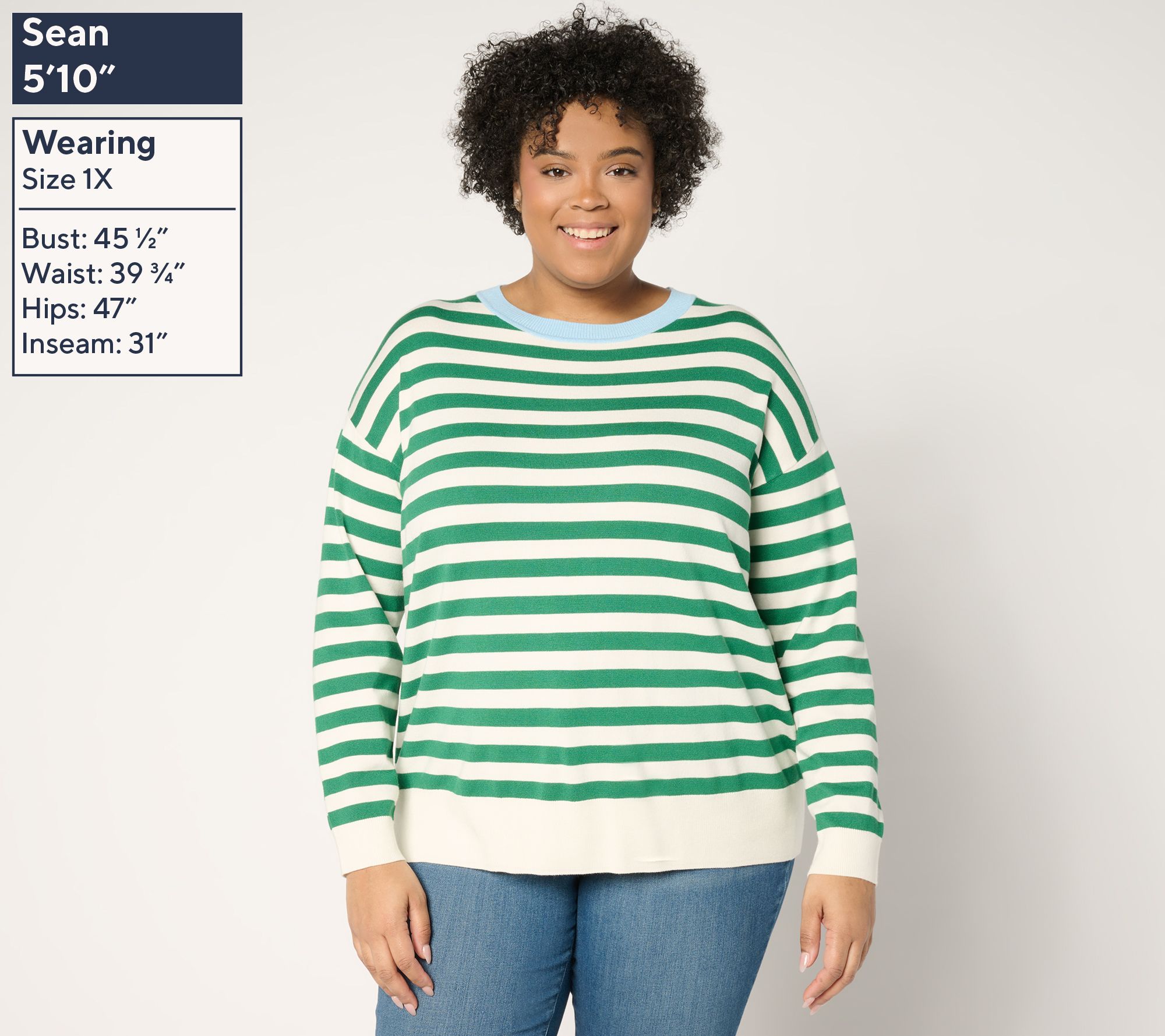 Carla Rockmore Collection Contrast Trim Striped Sweater