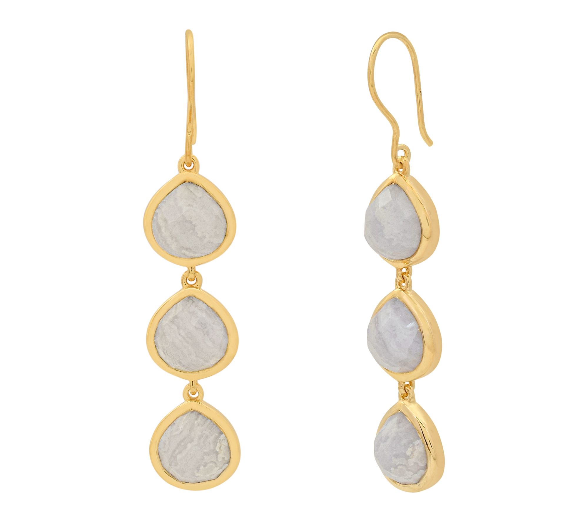 Affinity Gems Blue Lace Chalcedony Drop Earrings, 14K Plated