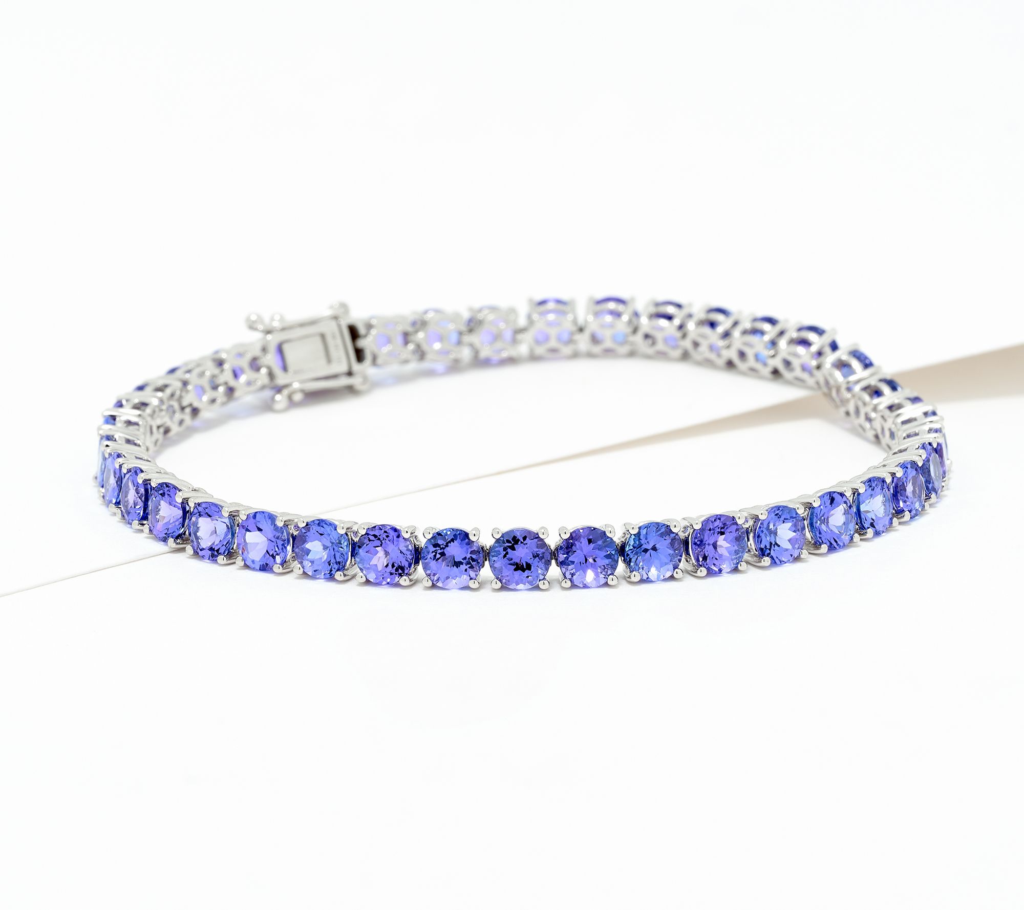 Pure Tanzanite 12.00 cttw Tanzanite Line Bracelet, 18K