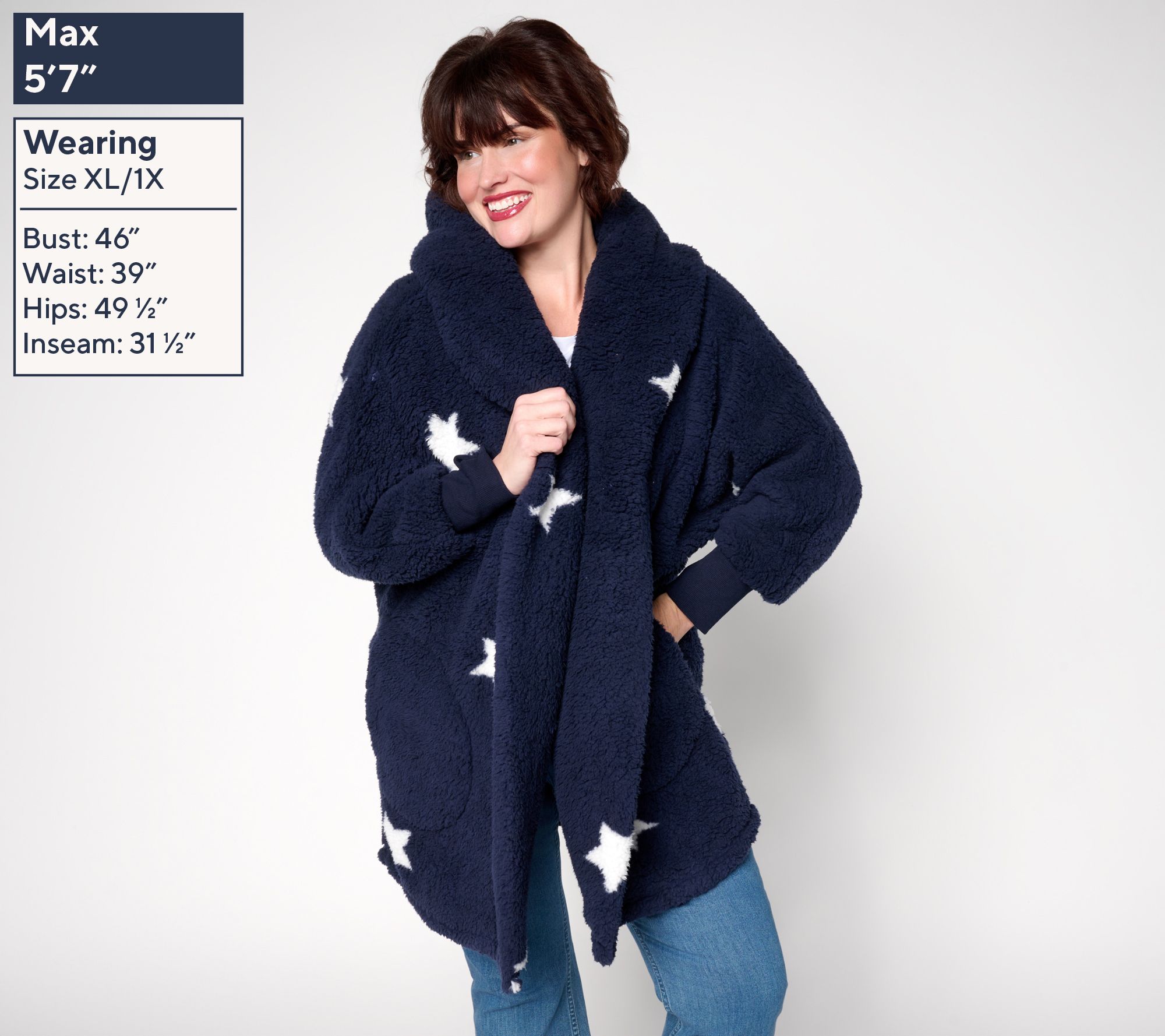 By Jill Martin Petite Sherpa Embroidered Hooded Lounger