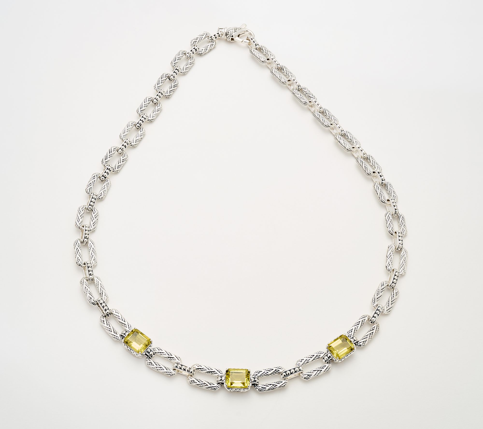 JAI Sterling Silver Legacy Woven Emerald Cut Gem 20