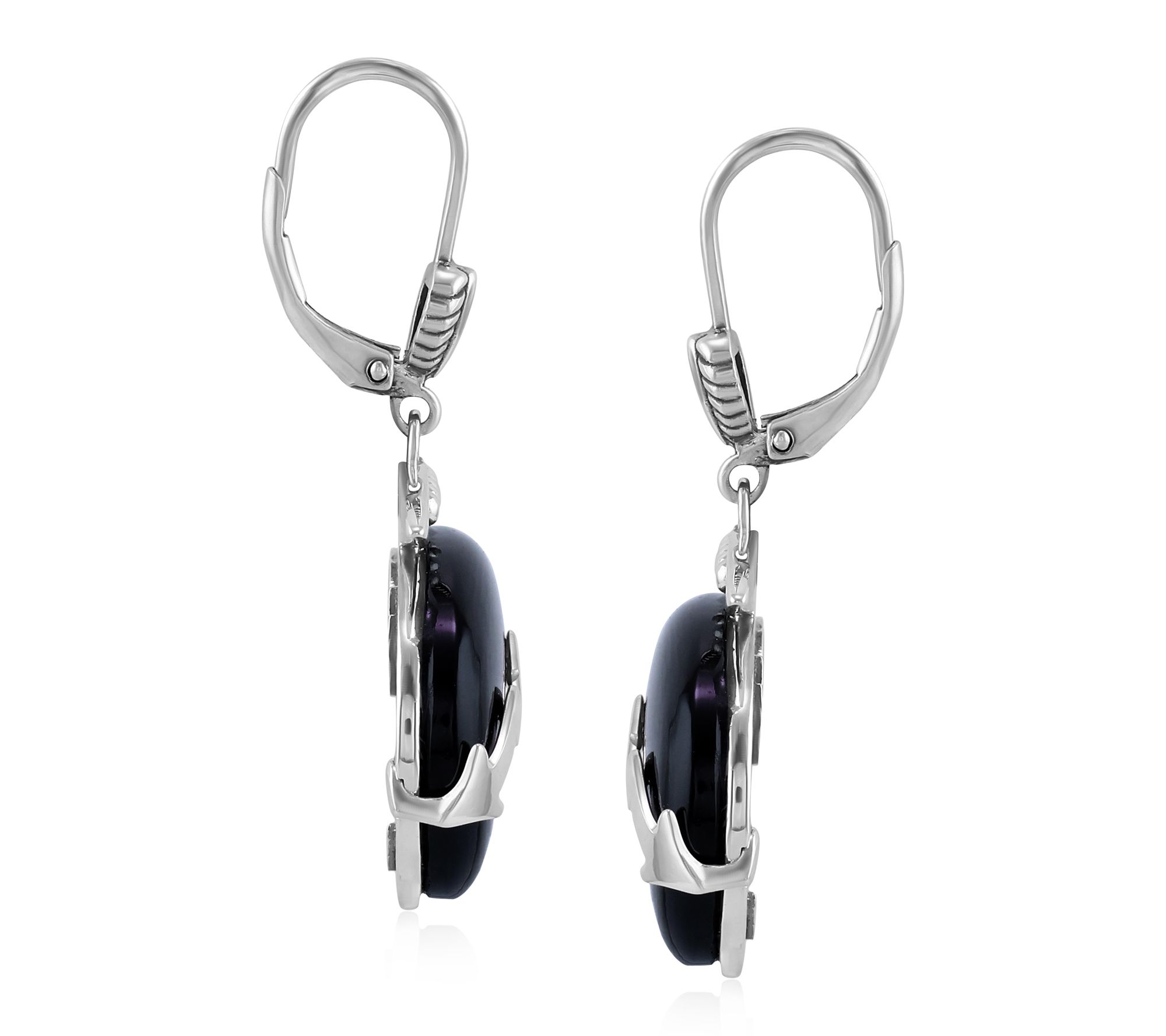 American West Sterling Silver Gemstone Bear Dangle Earrings