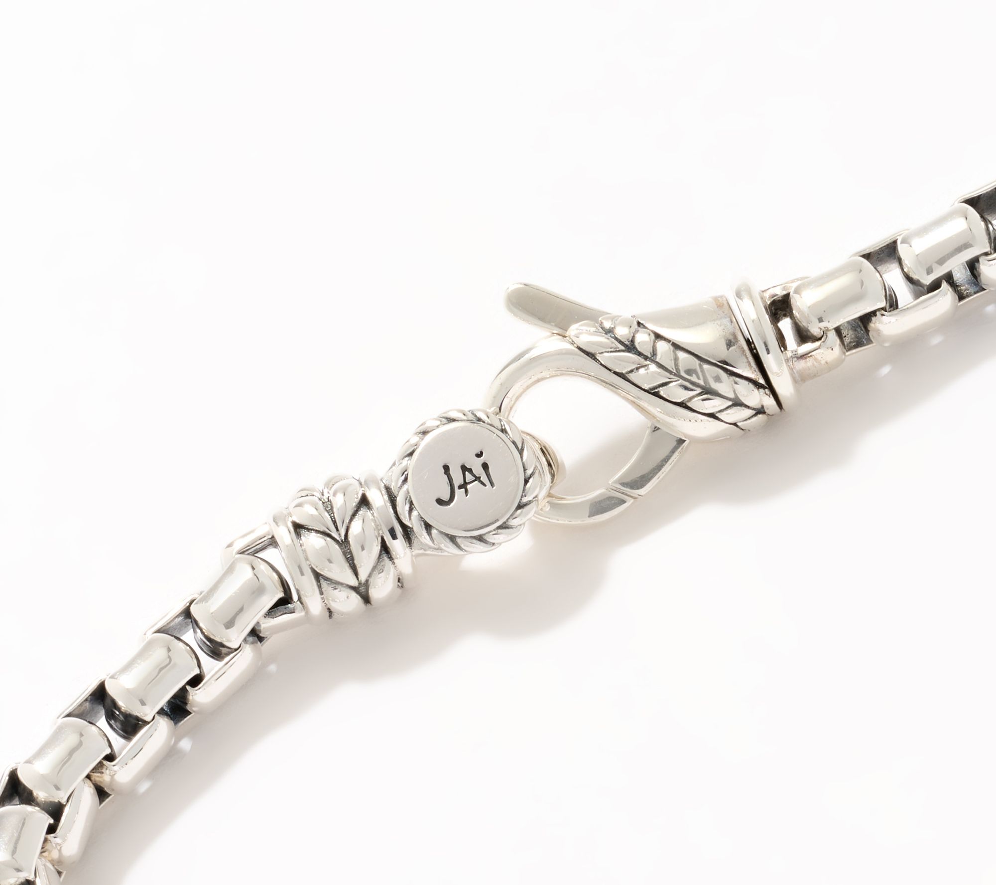 JAI Sterling Silver Heart Link 5.3mm Box Chain Bracelet, 21.0g