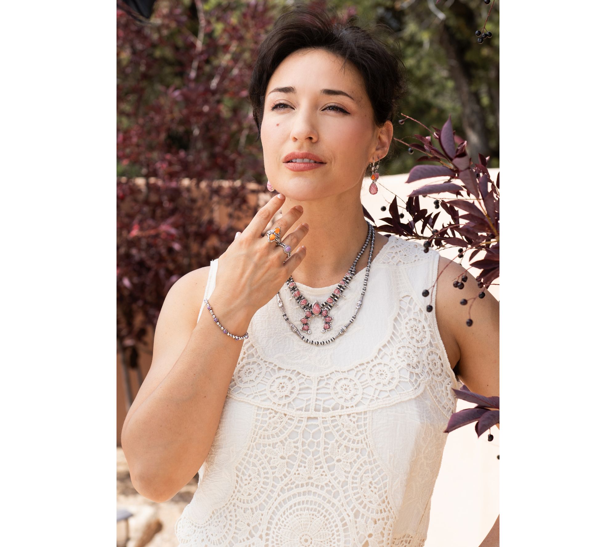 American West Sterling Double Pear Gemstone Lever Back Earrings