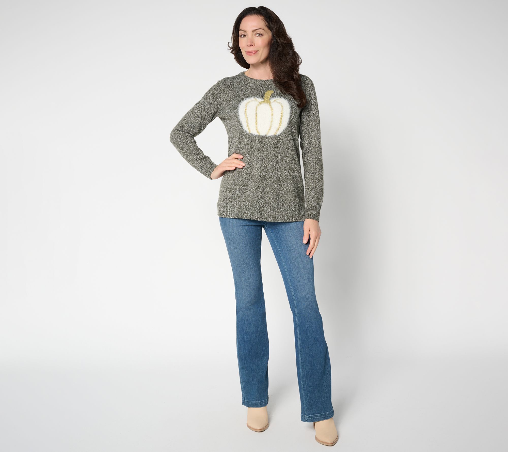 Belle by Kim Gravel Let's Get Cozy Gourdeous Glam Pumpkin Sweater