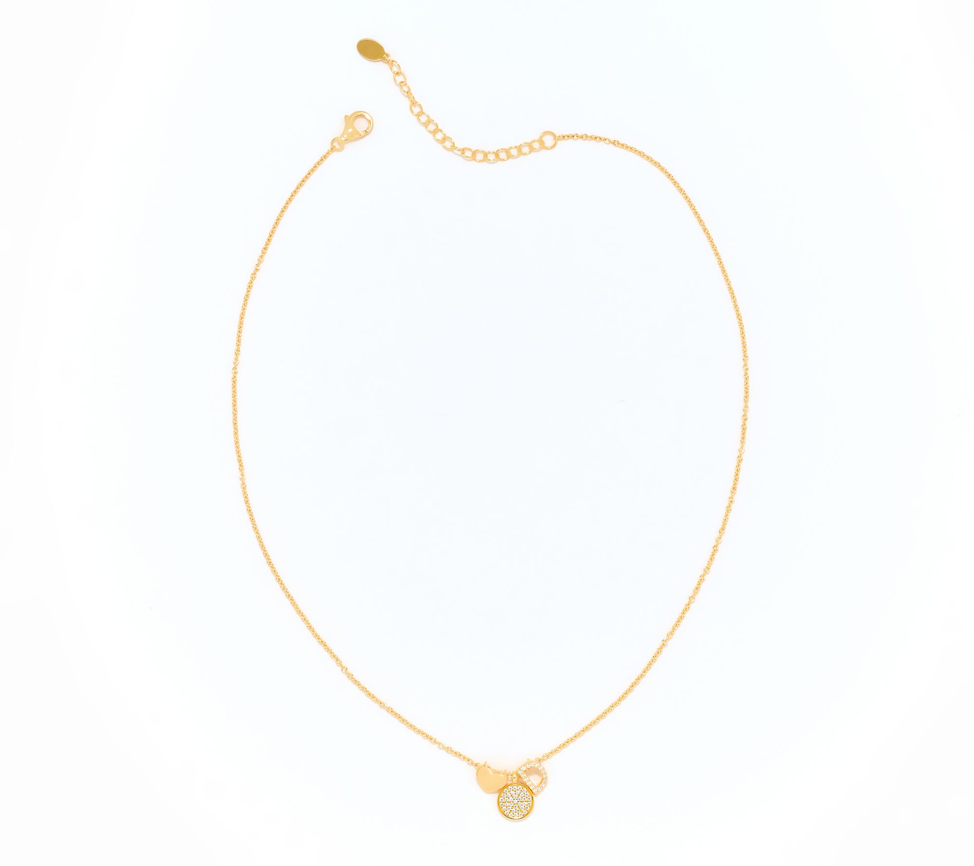 Diamonique x Kathy Levine Sentimental Necklace, 14K Gold Plated