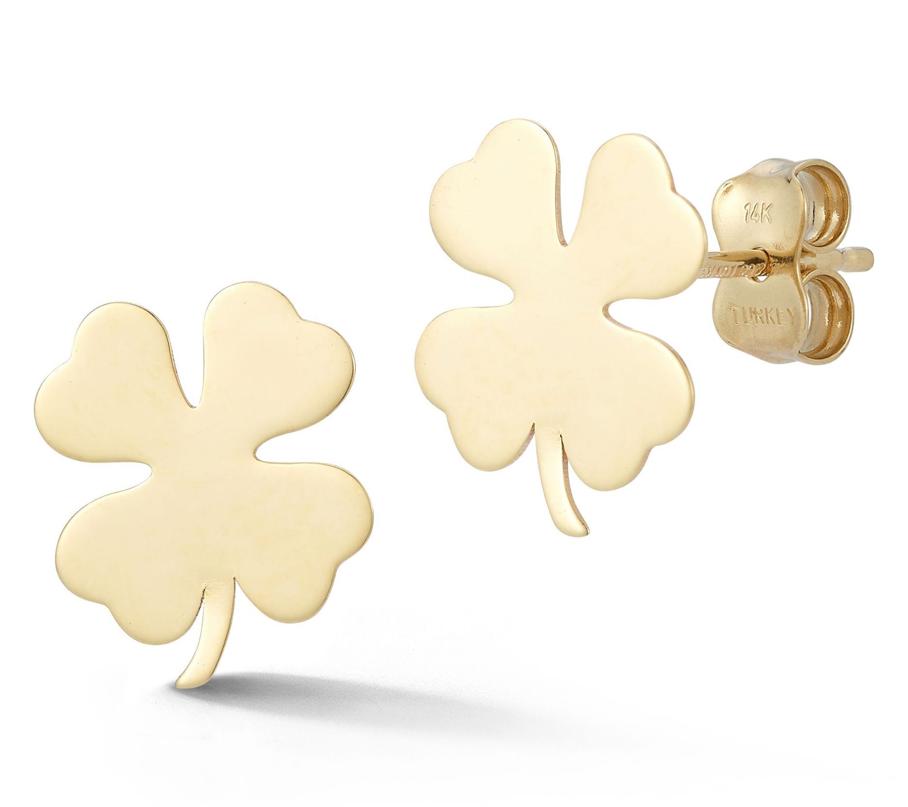 Luminosa Gold Flat Clover Stud Earrings, 14K