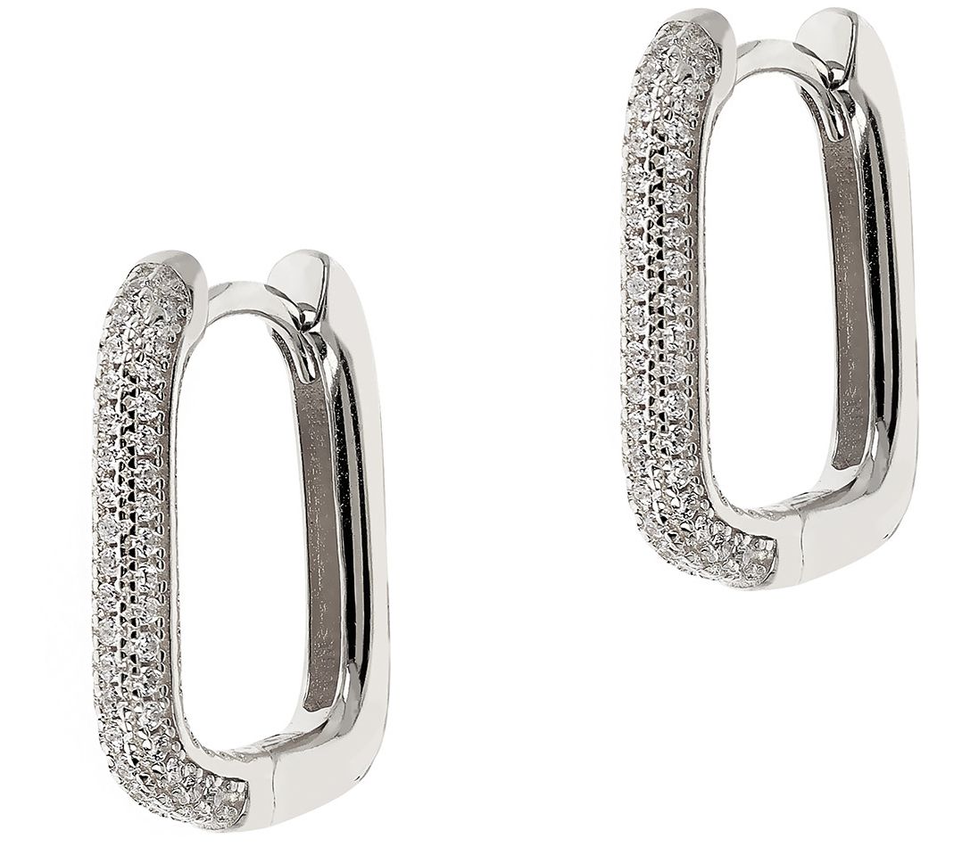 Diamonique Pave Huggie Hoop Earrings, SterlingSilver