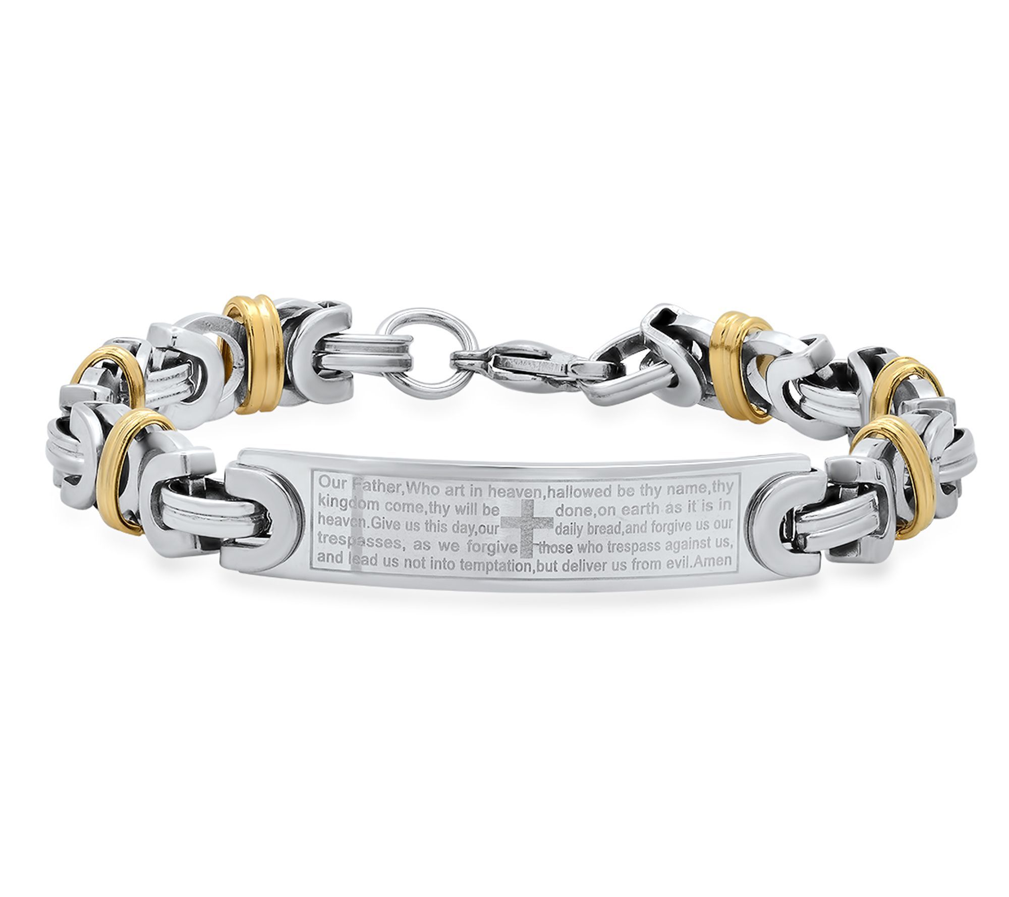 Steel by Design Two Tone Stainless Steel Byzantine Bracelet