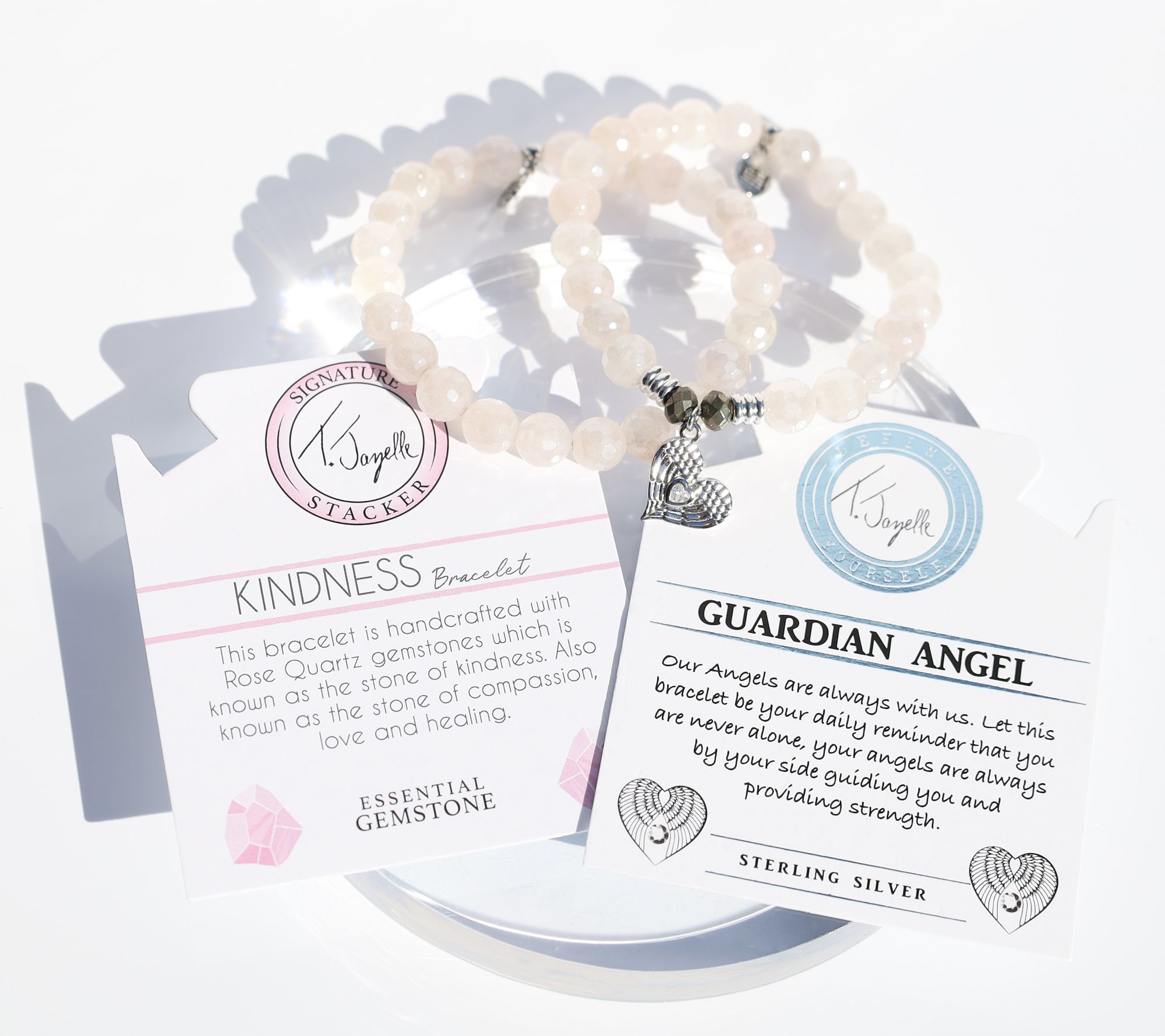 T. Jazelle Set of 2 Choice of Charm Gemstone Beaded Bracelet